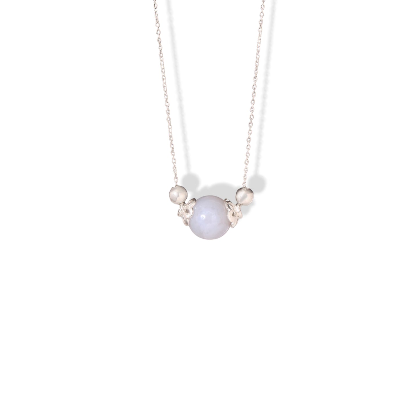 925 Sterling Silver Blue Lace Agate Chain Necklace