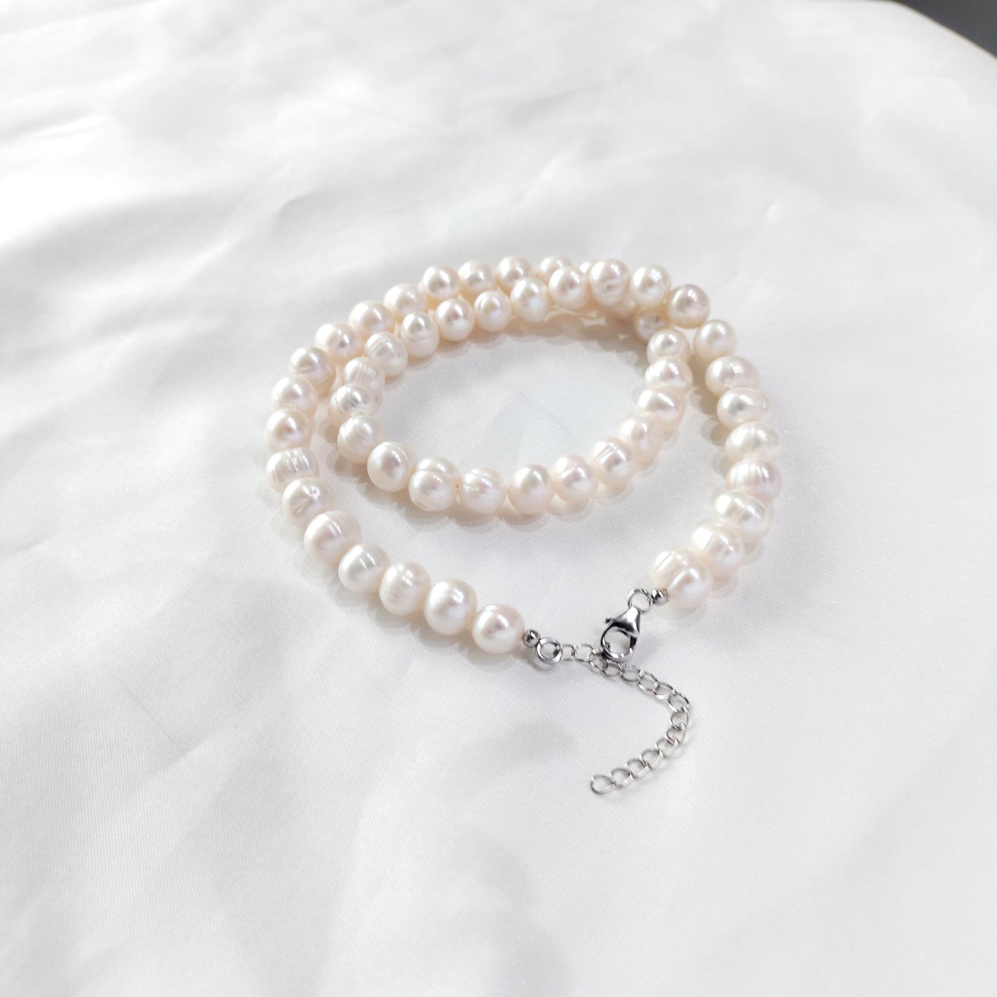 Elegant Freshwater Natural Pearl Beaded Necklace – Classic White Pearl Jewelry