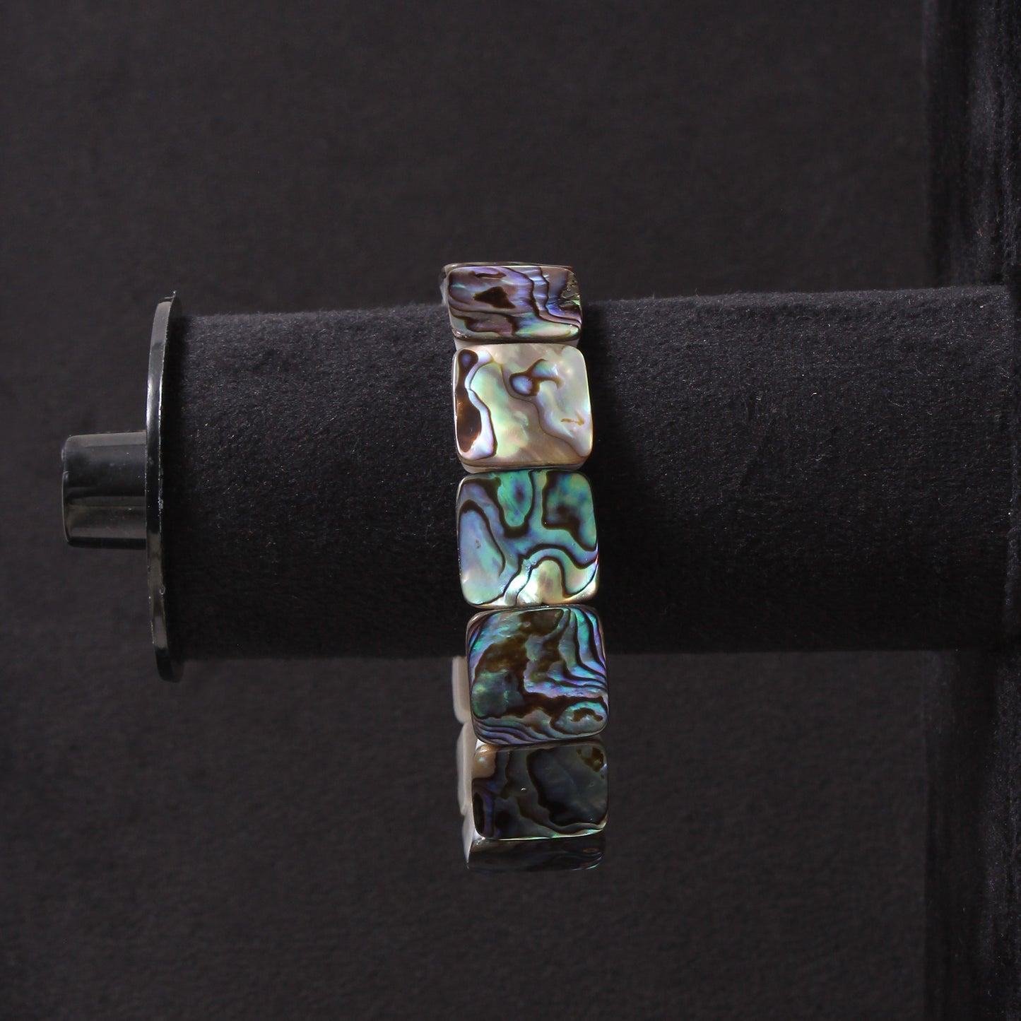 Natural Abalone Shell Square Beaded Bracelet – Handmade Stretch Bracelet for Women & Men, Ocean-Inspired Jewelry