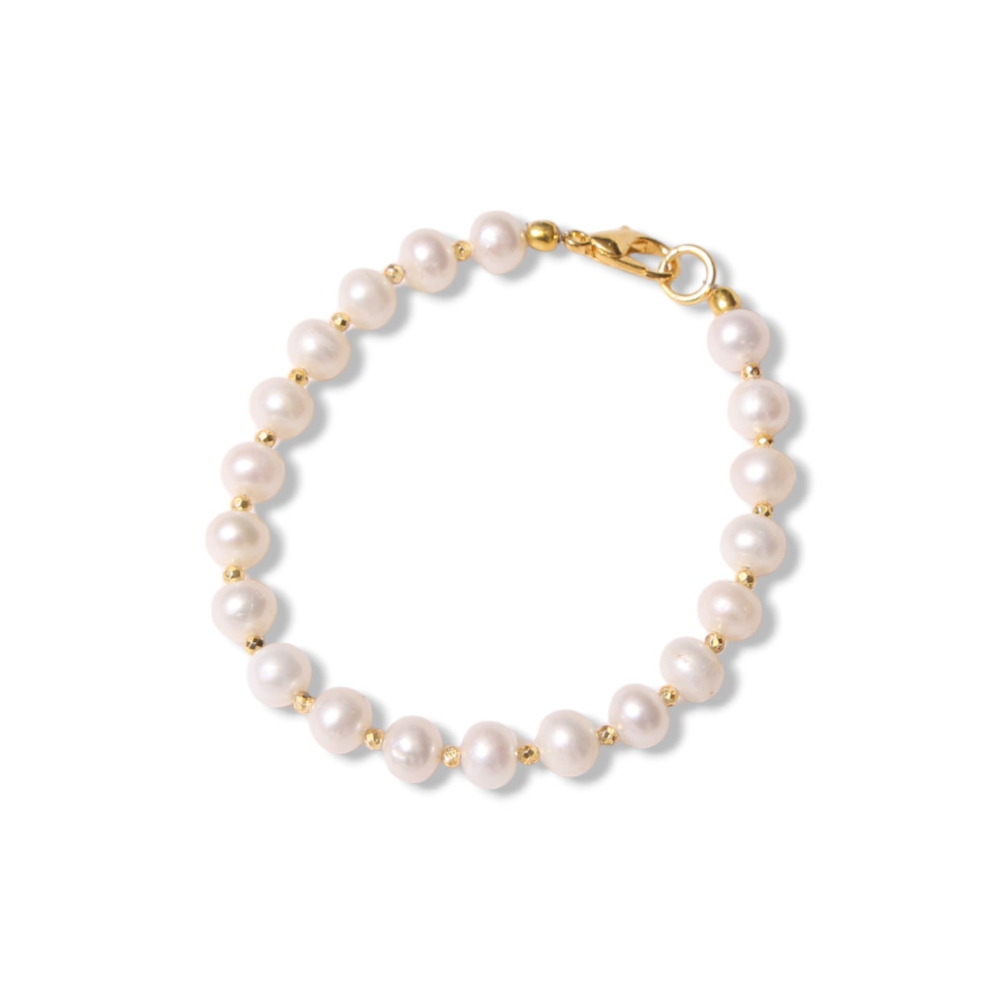 Pearl & Golden Pyrite Beaded Bracelet – Elegant Accessory with Positive Energy Benefits