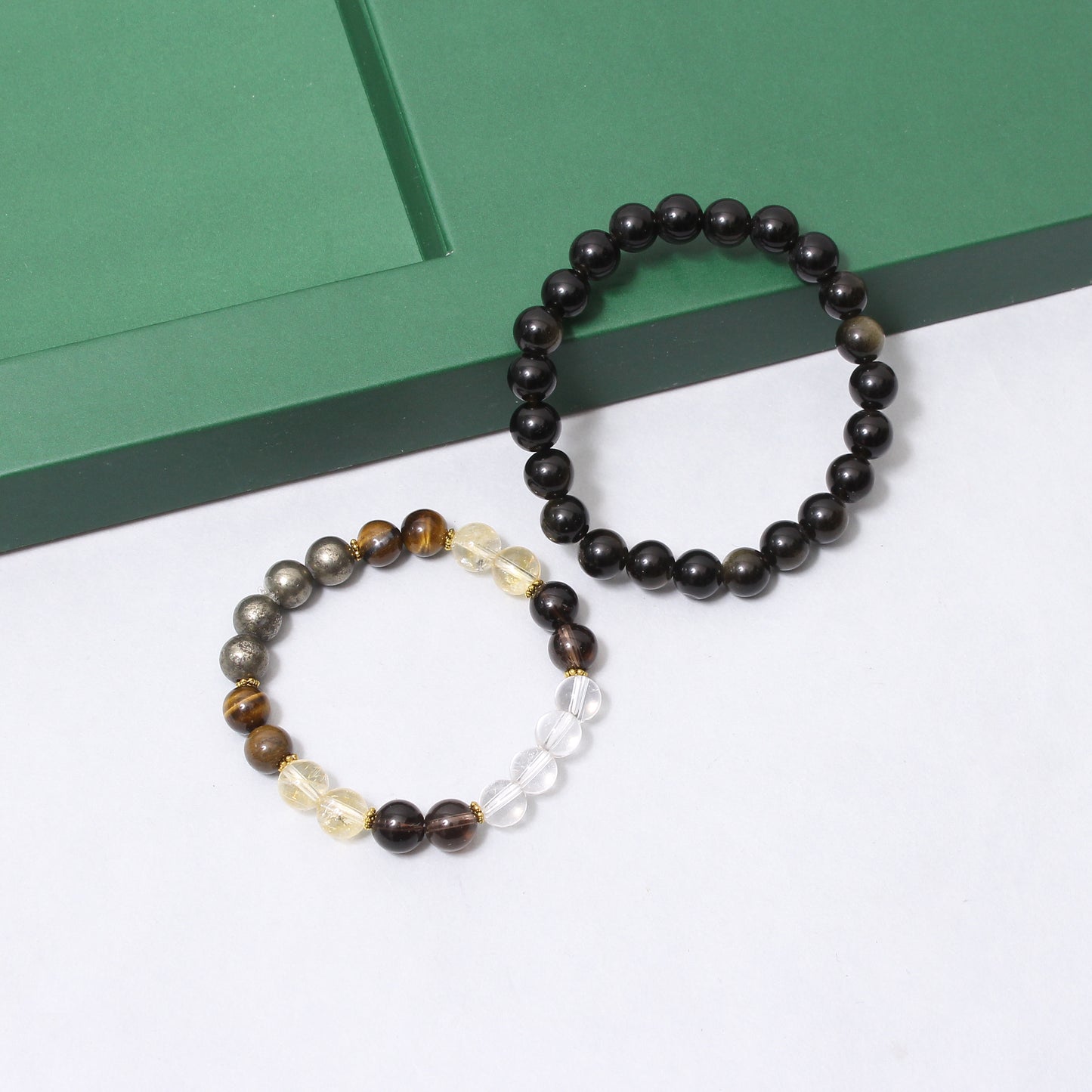 Path Opener + Gold Sheen Obsidian Healing Streachable Gemstone Braceletā Embrace Opportunities & Shield Negativity