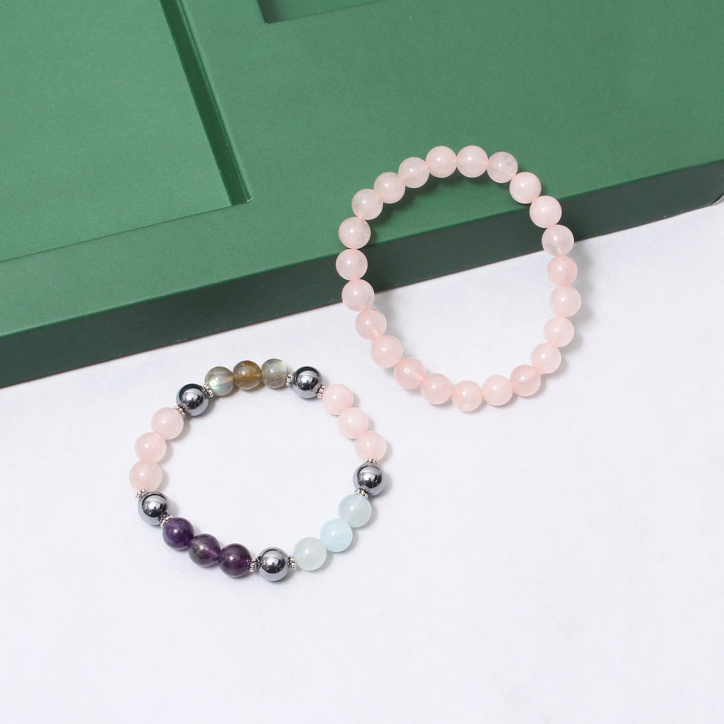 Empath & Protection + Rose Quartz Healing Stretchable Gemstone Bracelet – Shield Sensitive Energies & Embrace Love