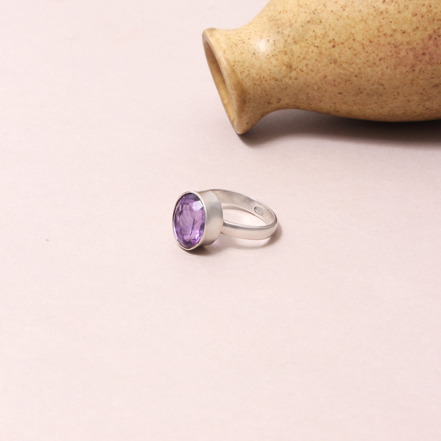 Handcrafted Amethyst Ring in 925 Silver – February Birthstone for Clarity & Calm