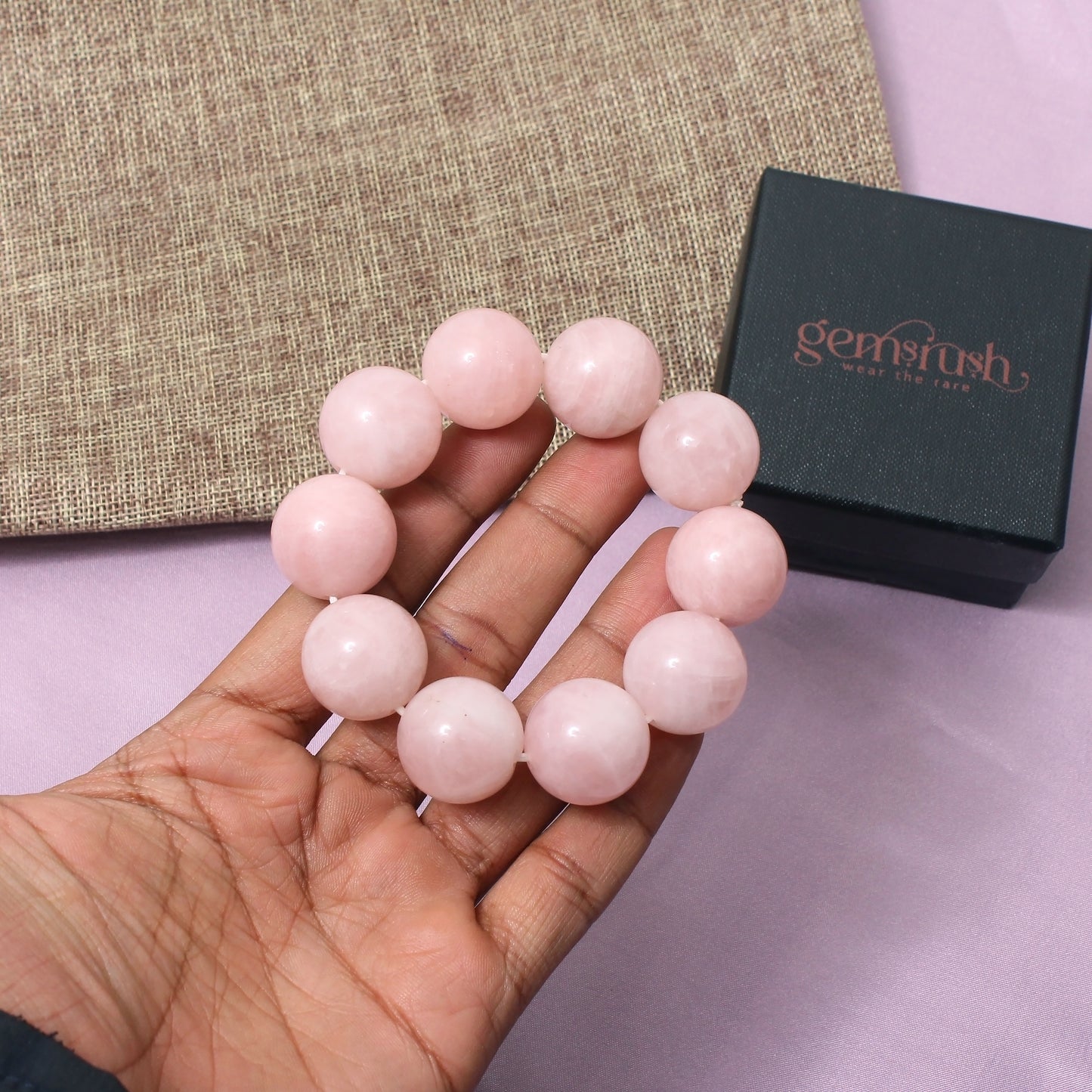 Natural Rose Quartz Beaded Bracelet – Stretchable Pink Gemstone Bracelet for Women – Love and Healing Crystal Jewelry