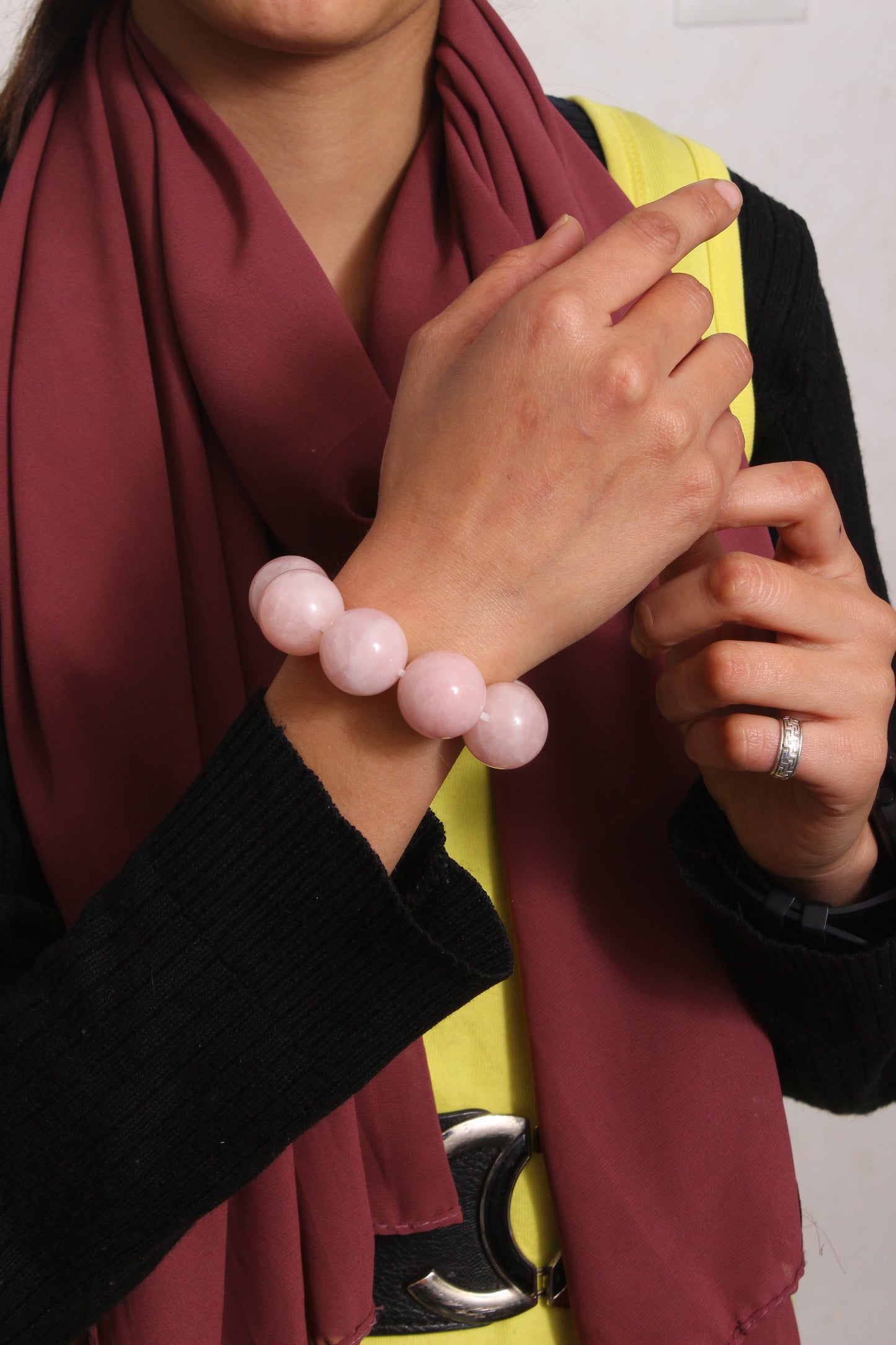 Natural Rose Quartz Beaded Bracelet – Stretchable Pink Gemstone Bracelet for Women – Love and Healing Crystal Jewelry