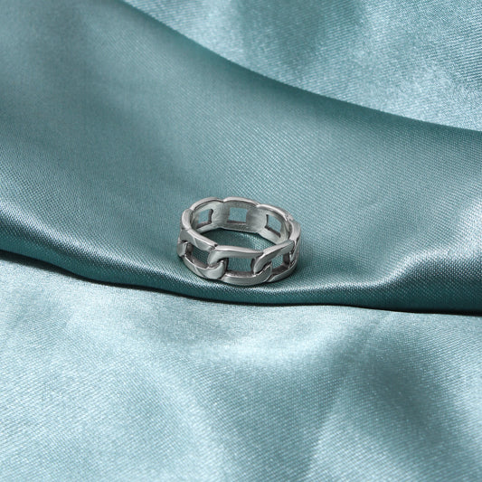 925 Sterling Silver Chain Link Ring – Bold, Stylish & Timeless Design
