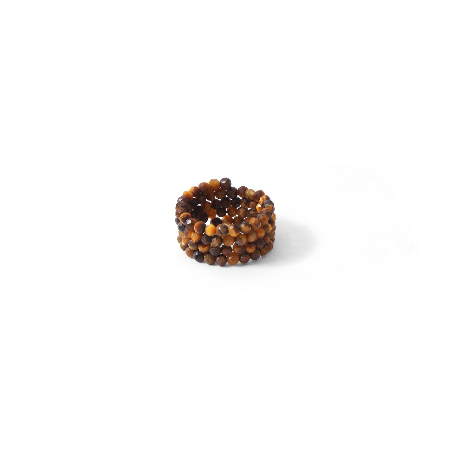 Natural Tiger's Eye Gemstone Beaded Ring – Stretchable, Unisex, Natural Energy Healing Jewelry