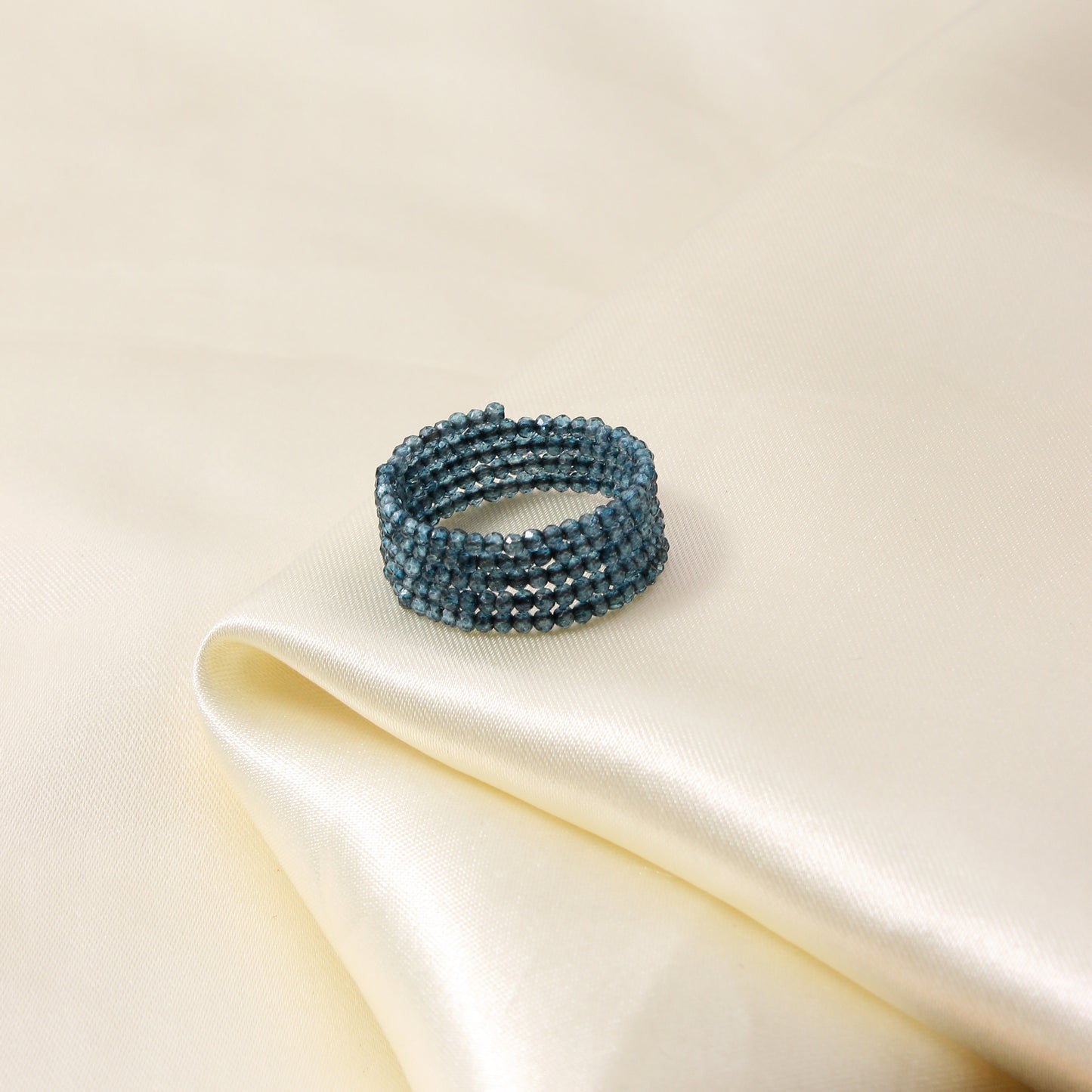 Natural London Blue Topaz Beaded Ring – Radiate Clarity & Confidence