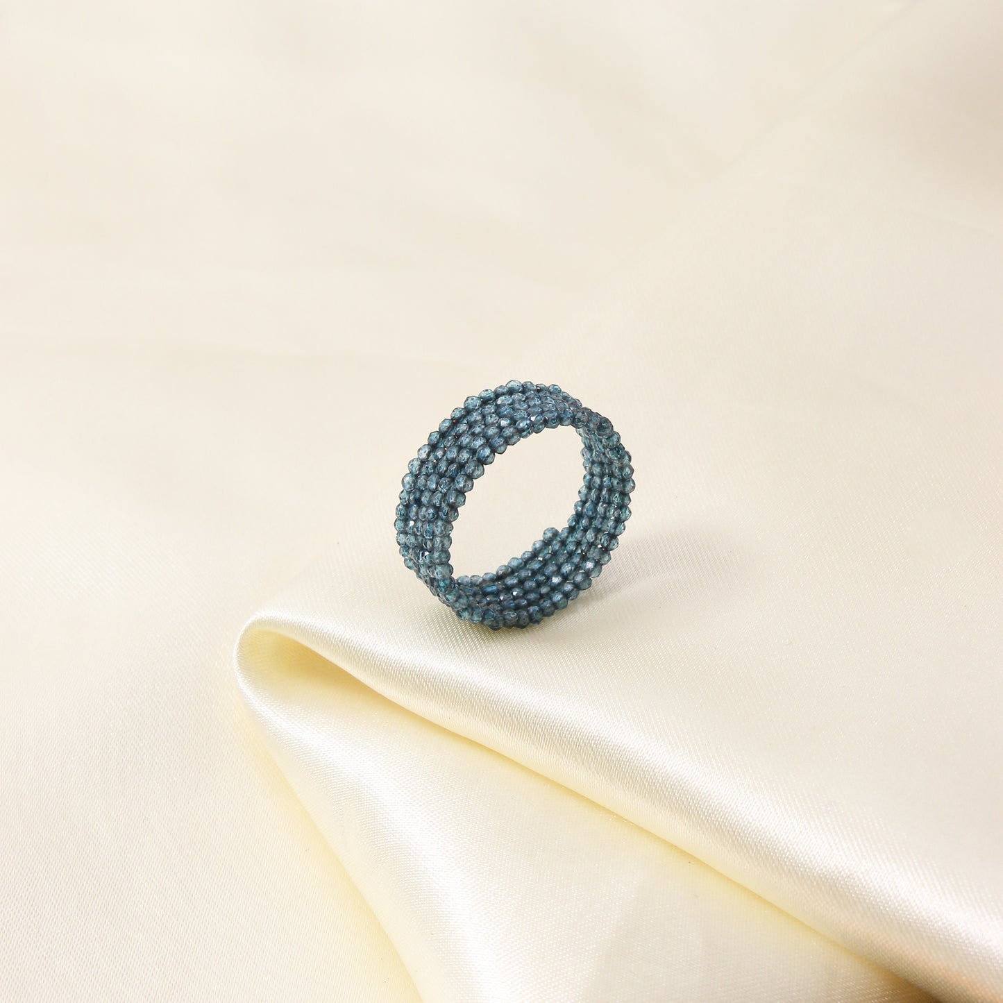 Natural London Blue Topaz Beaded Ring – Radiate Clarity & Confidence