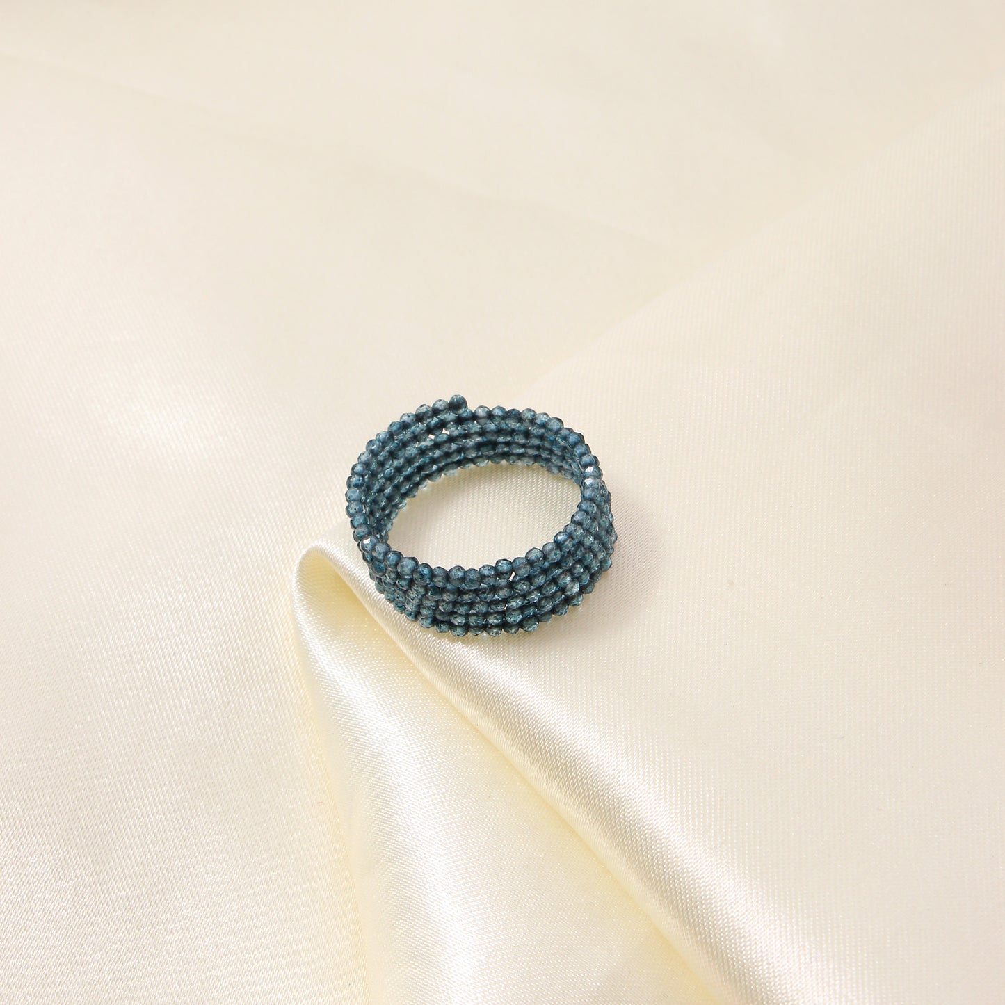 Natural London Blue Topaz Beaded Ring – Radiate Clarity & Confidence
