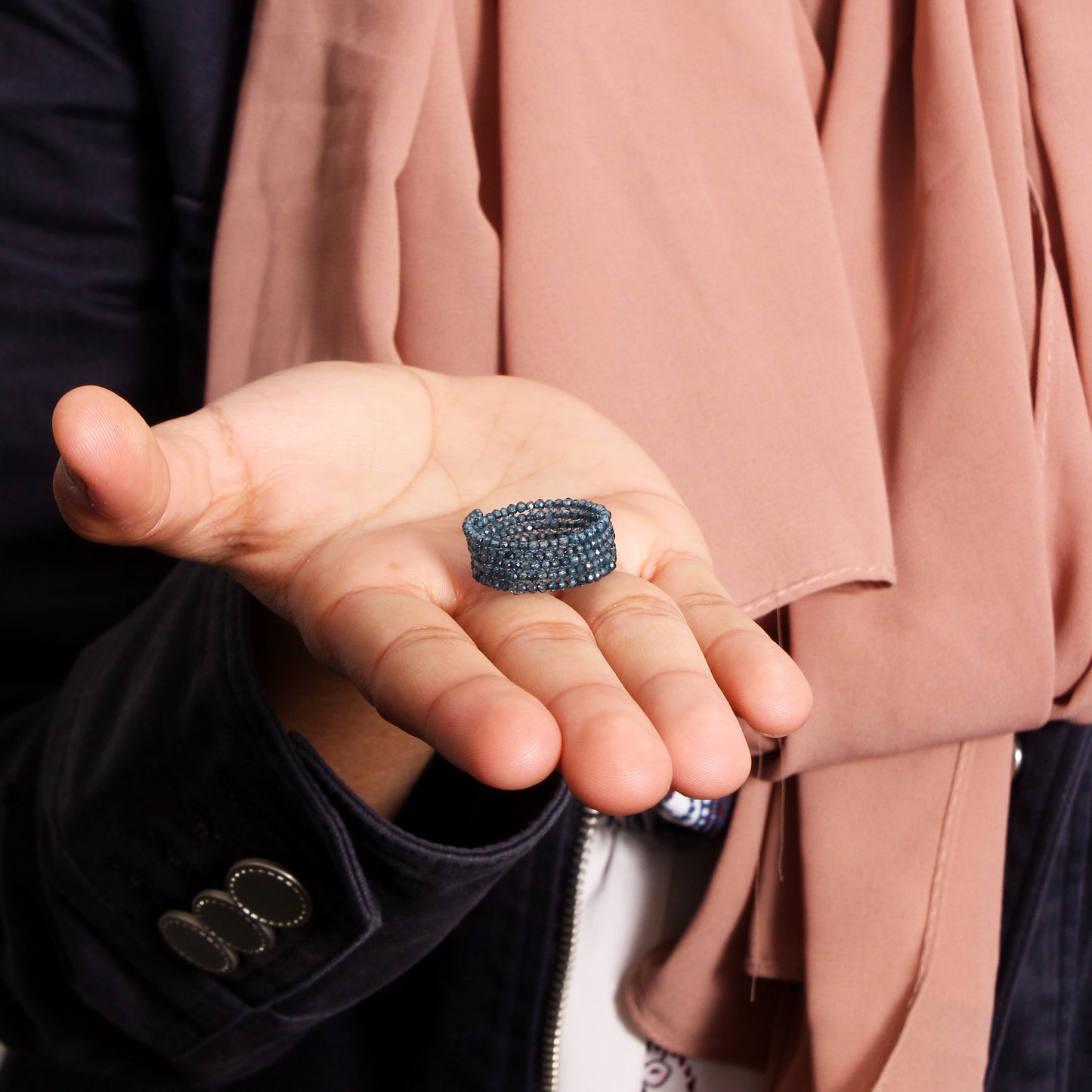 Natural London Blue Topaz Beaded Ring – Radiate Clarity & Confidence