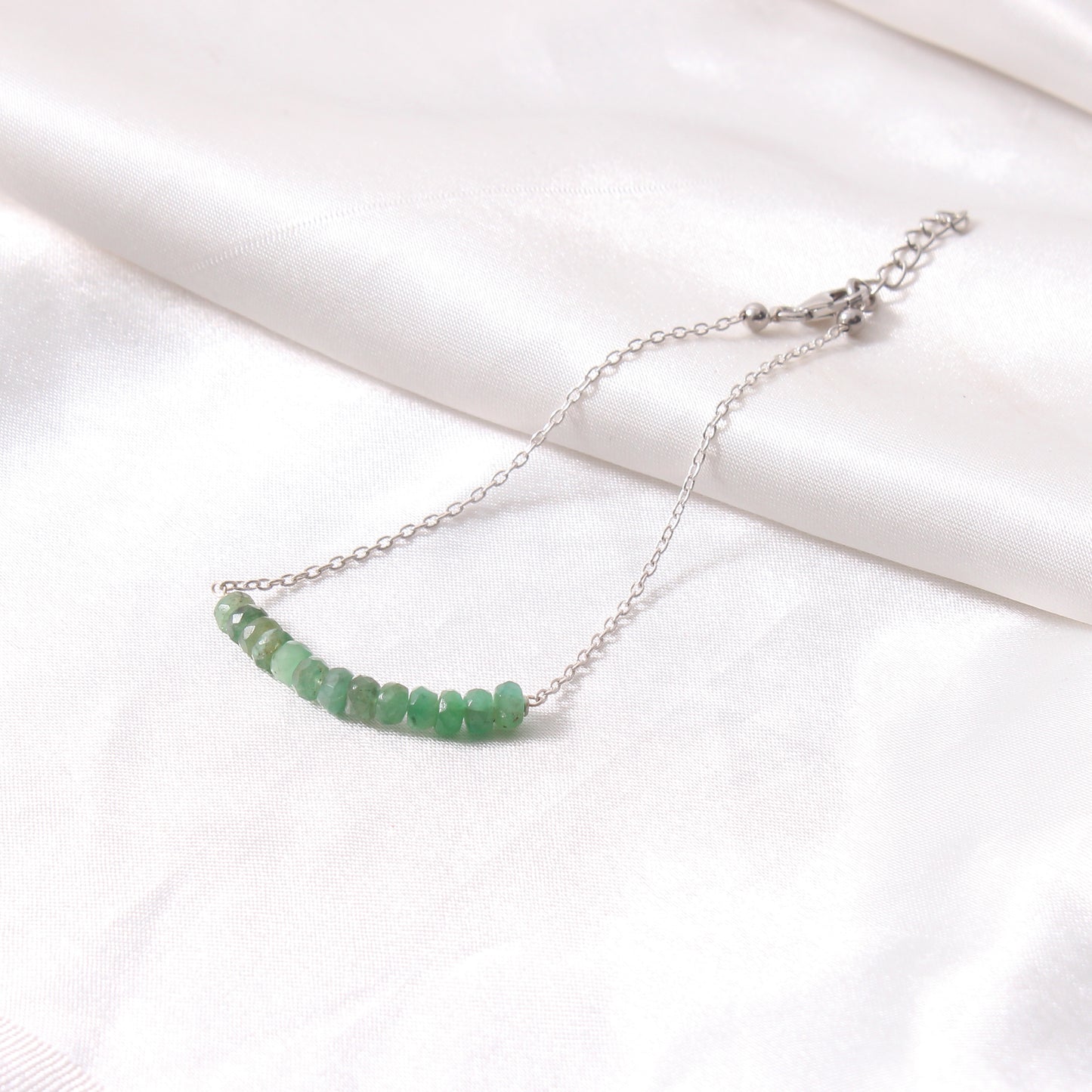 Natural Emerald Beaded Gemstone Bracelet – Handmade Gemstone Jewelry