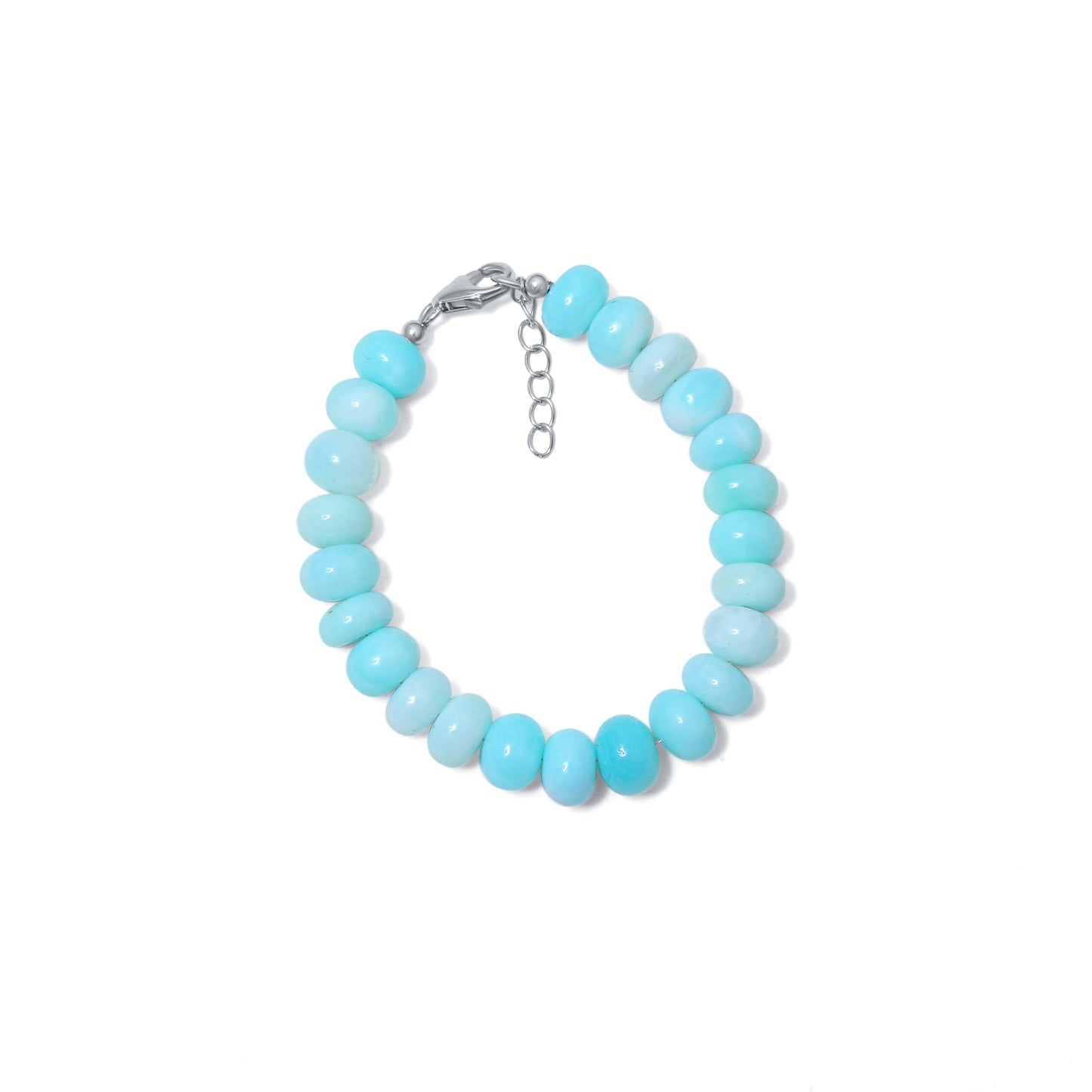 Elegant Natural Peruvian Blue Candy Opal Beaded Bracelet – Adjustable Gemstone Jewelry for Women