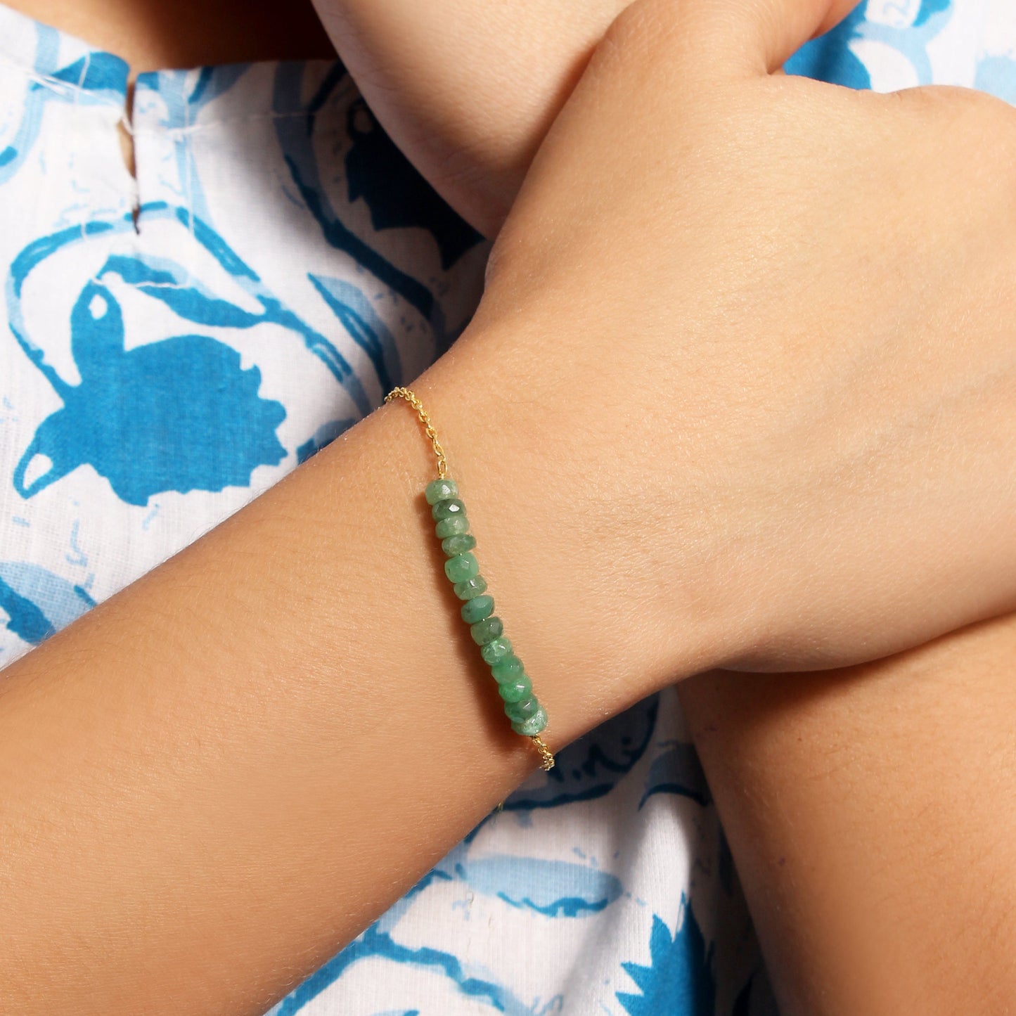 Natural Emerald Beaded Gemstone Bracelet – Handmade Gemstone Jewelry