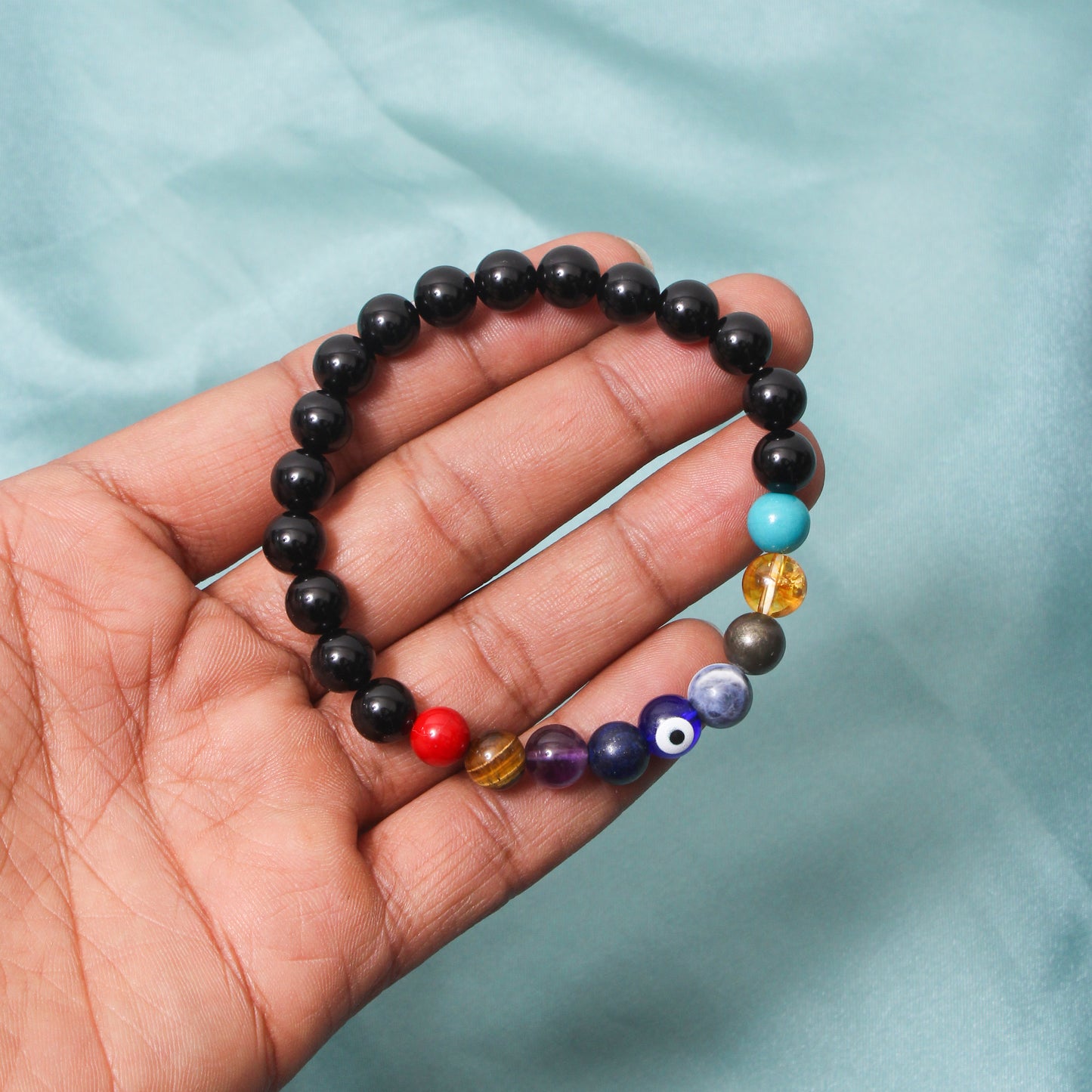 9 Chakra Healing Stretchable Gemstone Bracelet - Protection, Energy Balance & Vitality Booster