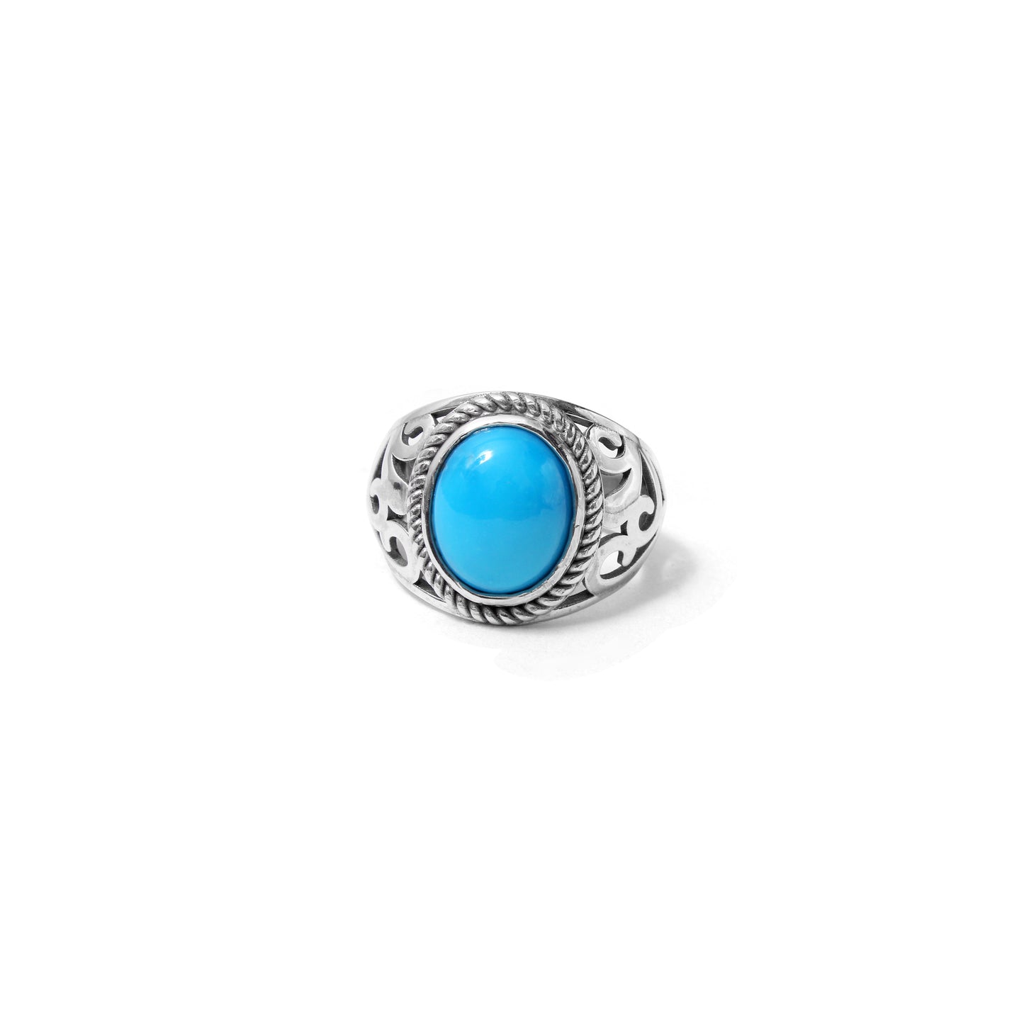 Natural Sky Turquoise Men's Ring in Sterling Silver | Handcrafted Vintage Statement Piece