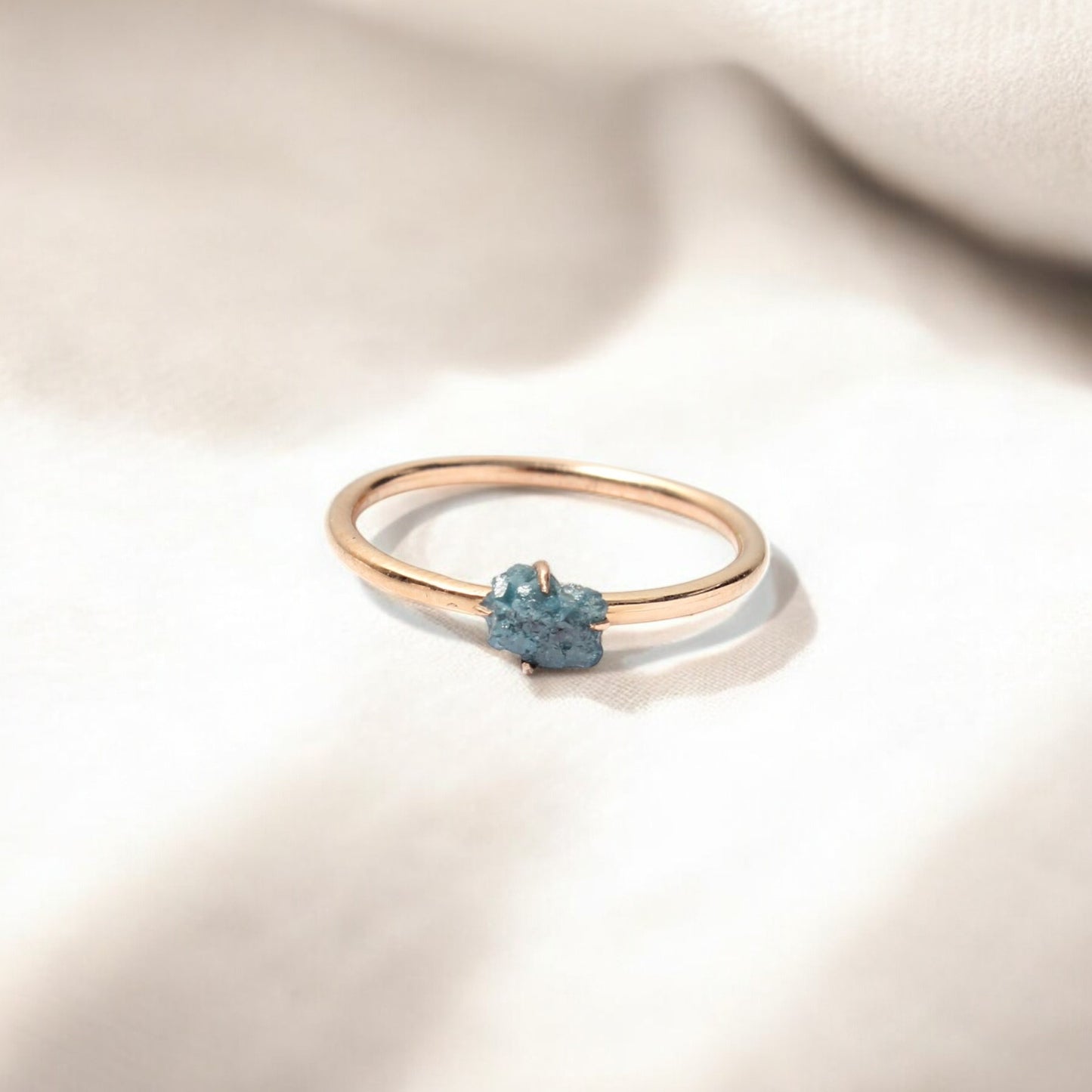 Elegant Natural Blue Diamond Rough Gemstone Ring – Raw Beauty & Timeless Luxury