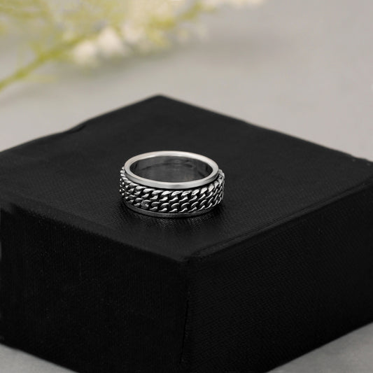 925 Sterling Silver Braided Spinner Ring