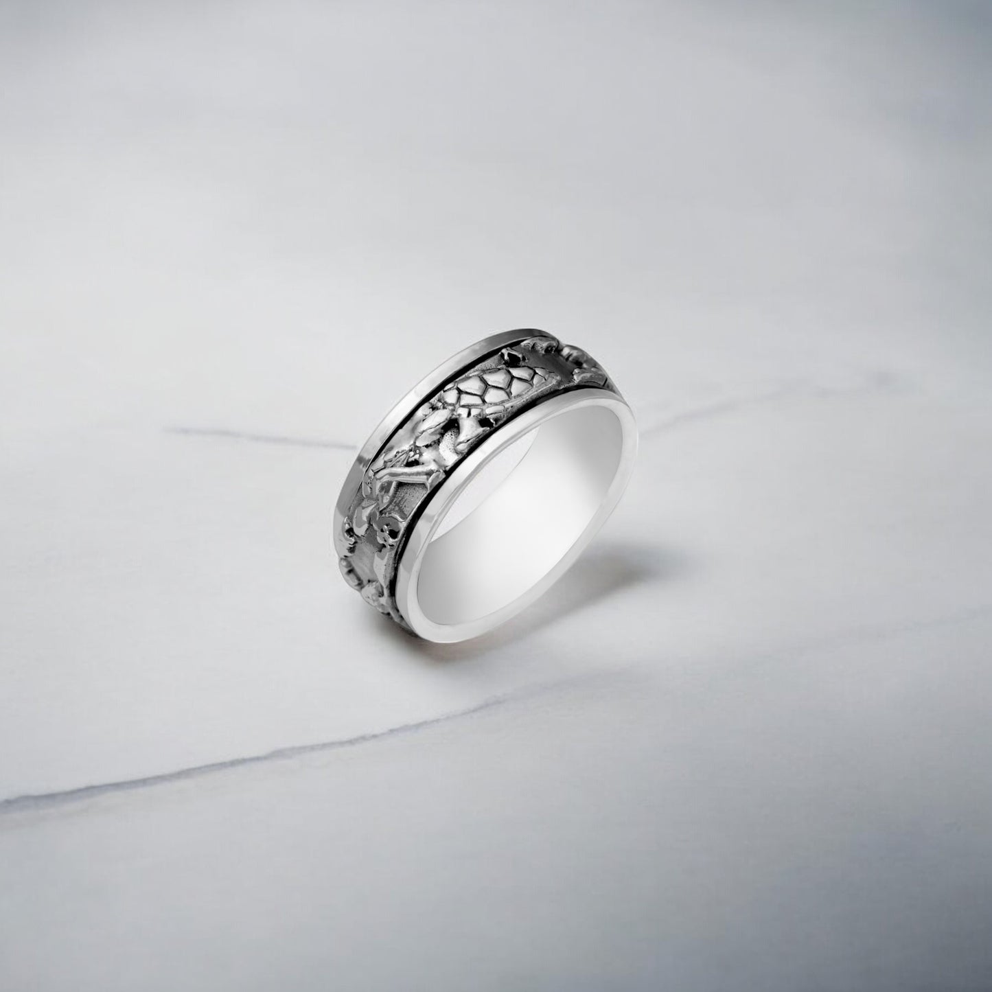 925 Sterling Silver Turtle Ring – Anxiety Relief & Business Success
