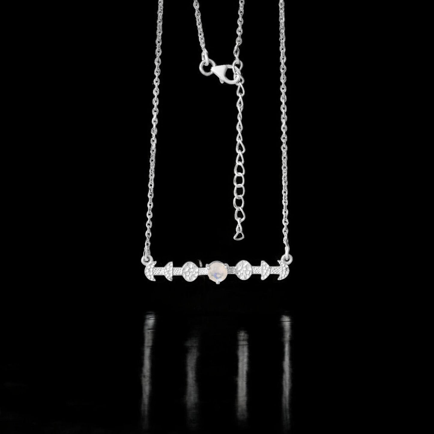Natural Rainbow Moonstone Beaded Chain Necklace