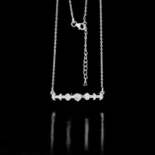 Natural Rainbow Moonstone Beaded Chain Necklace