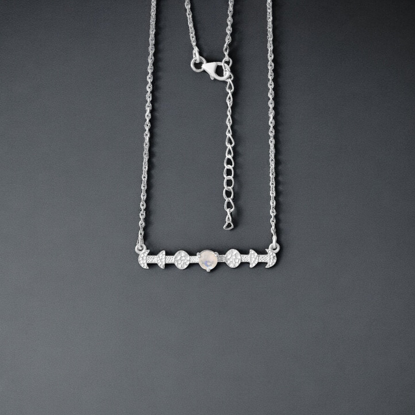 Natural Rainbow Moonstone Beaded Chain Necklace