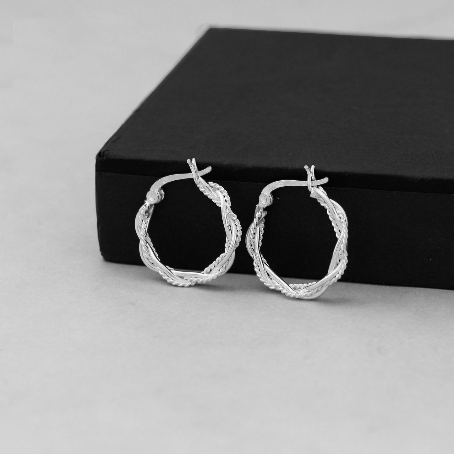 925 Solid Sterling Silver Round Hoop Earrings Fashion Jewelry Gift