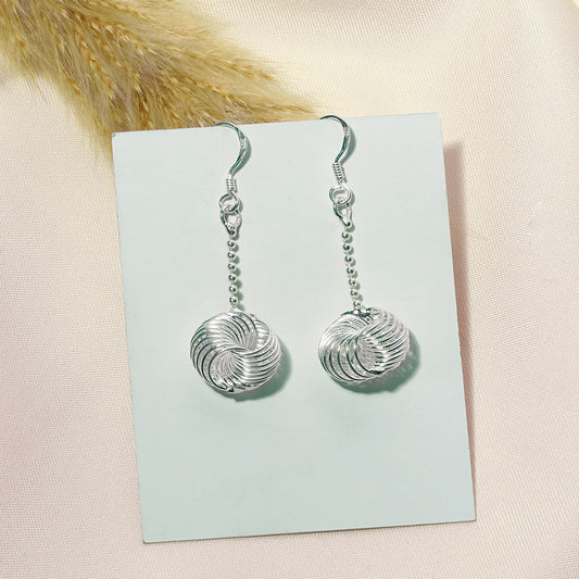 925 Solid Sterling Silver Knotted drop Earrings , Sterling Spiral Dangle Earrings