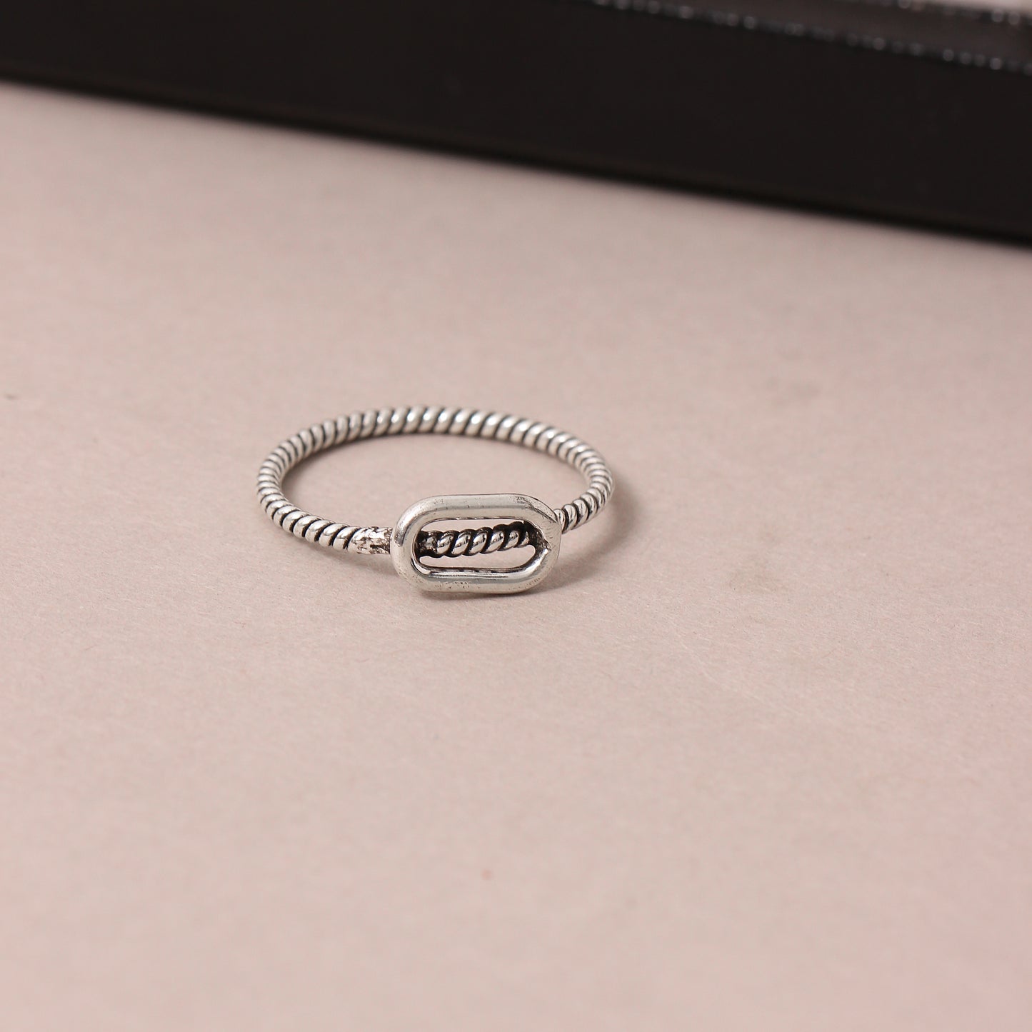 925 Sterling Silver Rope Twist Chain Link Ring