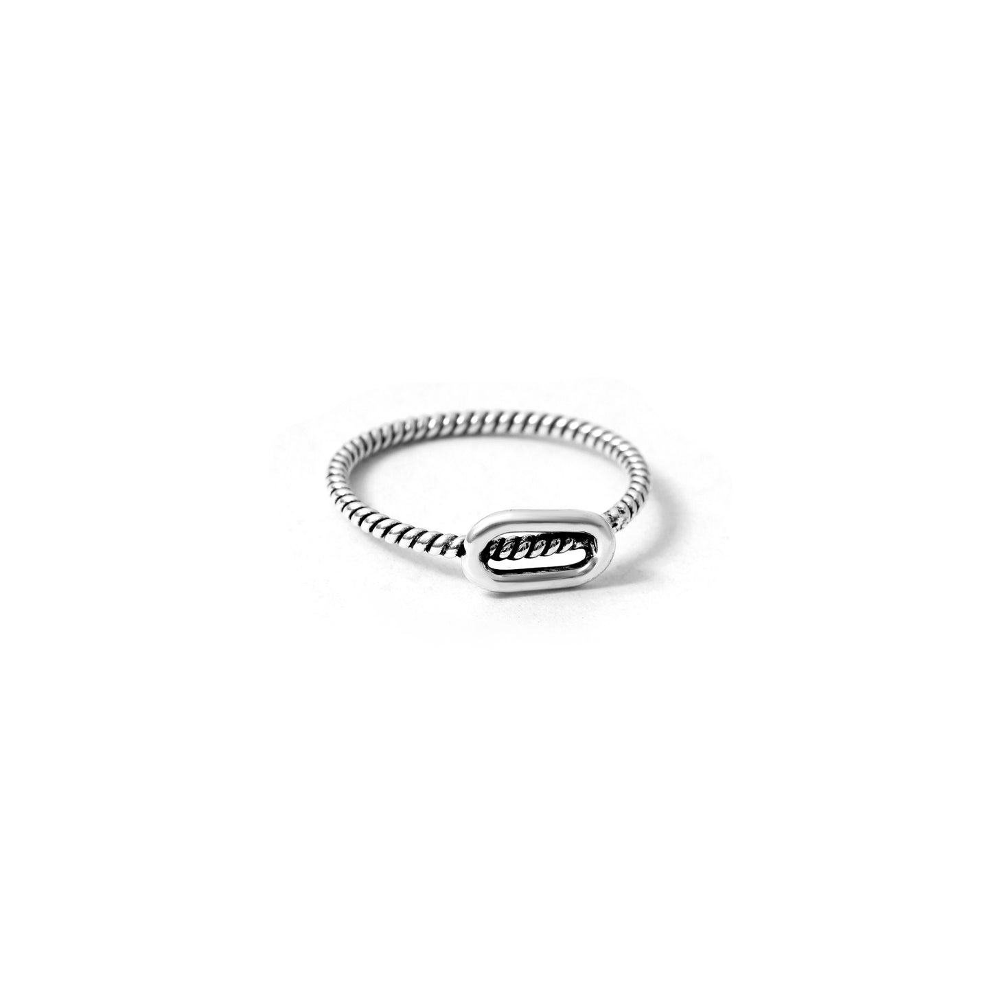 925 Sterling Silver Rope Twist Chain Link Ring