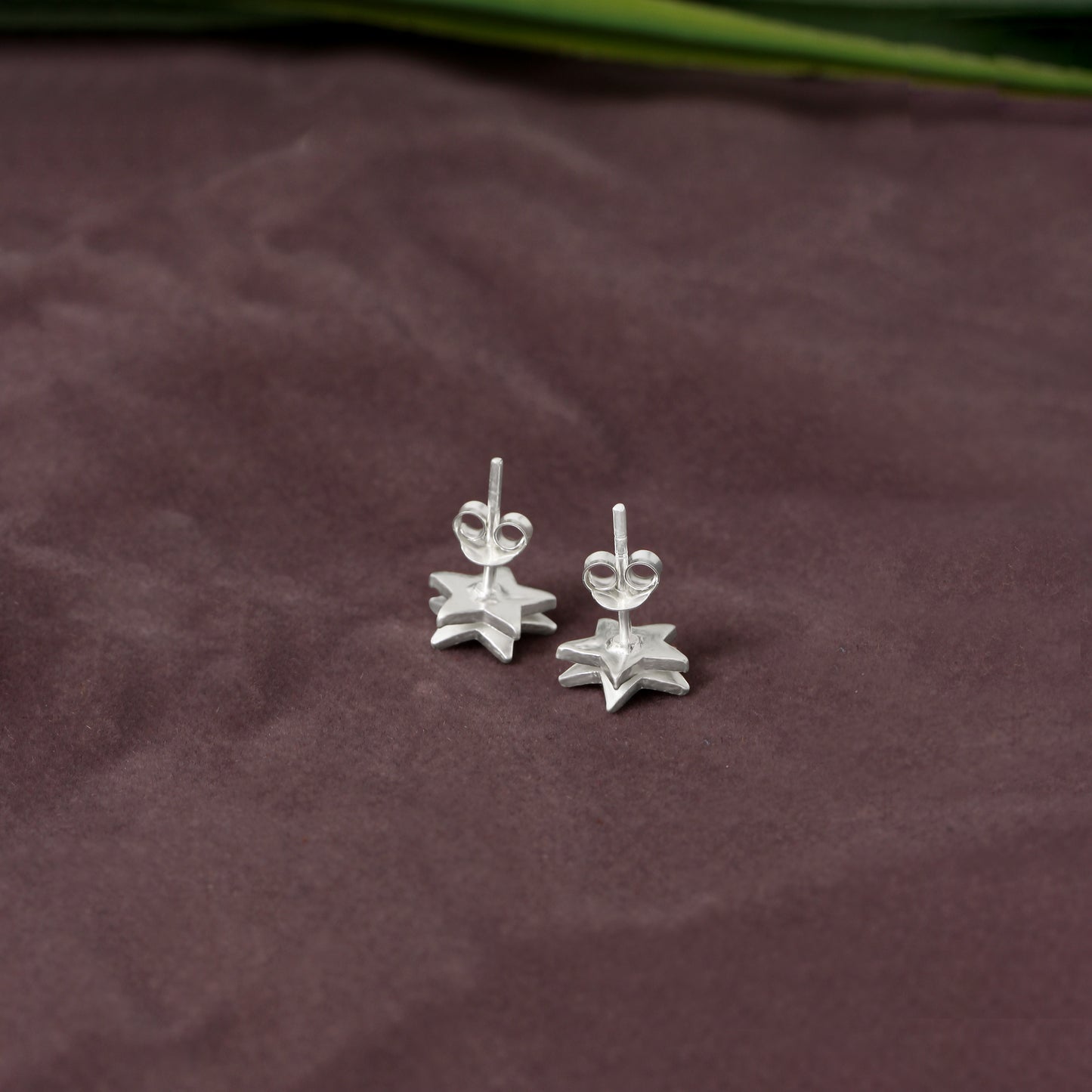 Naturl 925 Solid Sterling Silver Star Earring