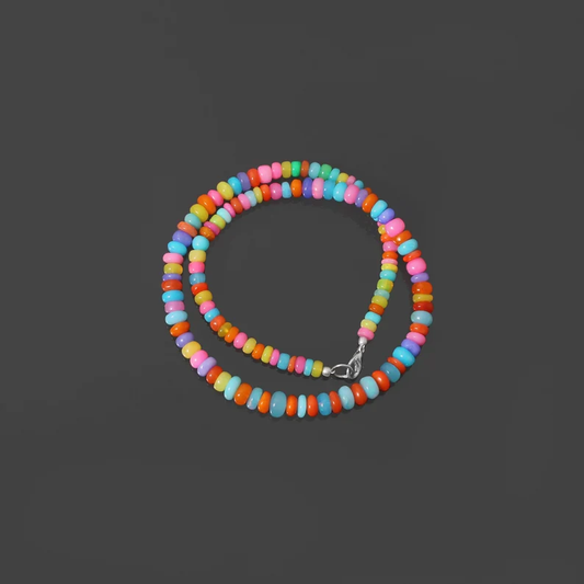 Natural Colorful Candy Ethopian Opal Beaded Necklace – Vibrant & Playful Jewelry