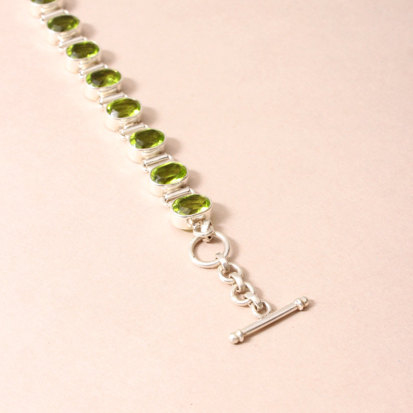 925 Sterling Silver Green Hydro Quartz Gemstone Bracelet