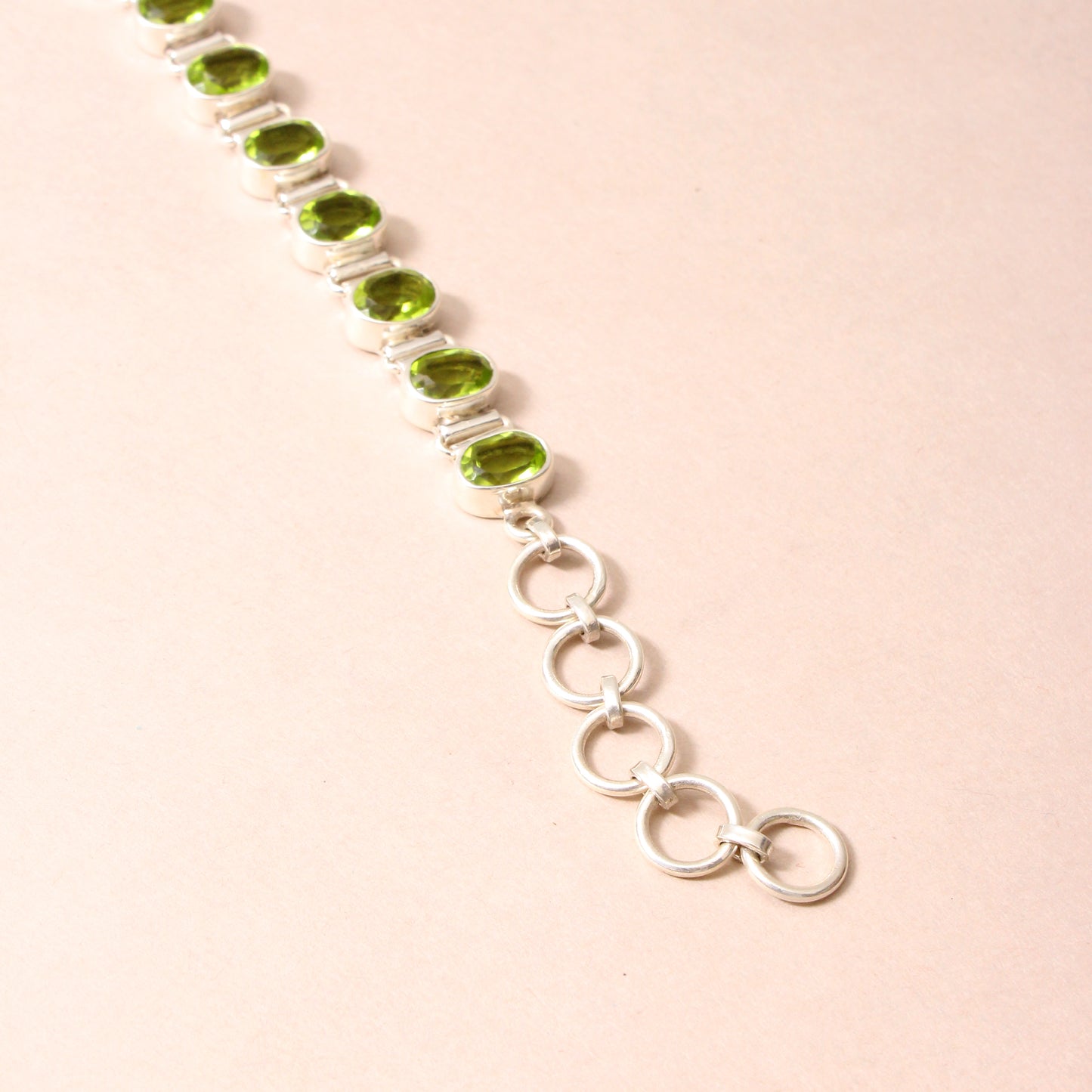 925 Sterling Silver Green Hydro Quartz Gemstone Bracelet