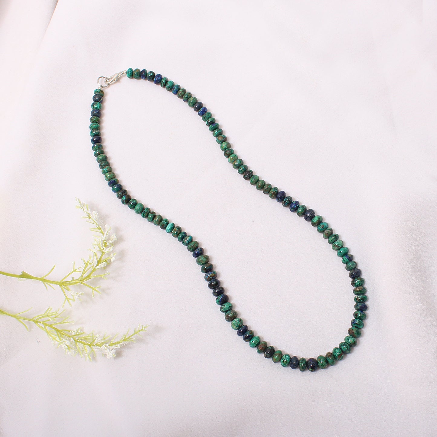 Natural Chrysocolla 6-7mm Rondelle Beaded Necklace