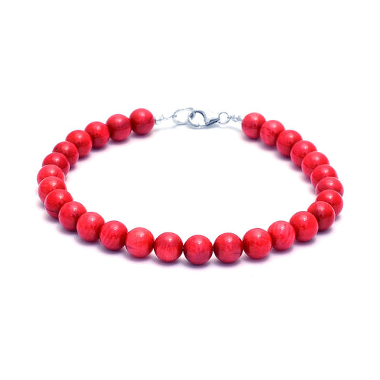 AAA Red Coral Gemstone Silver Bracelet GemsRush