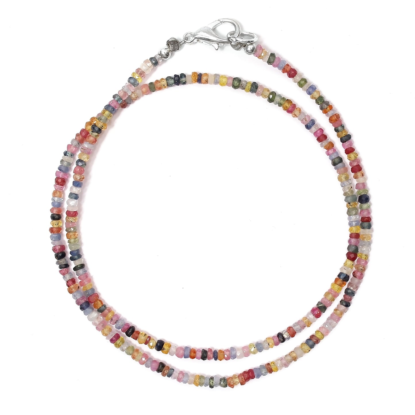 Natural Multi Sapphire Beaded Necklace: Sparkling September Birthstone Jewelry