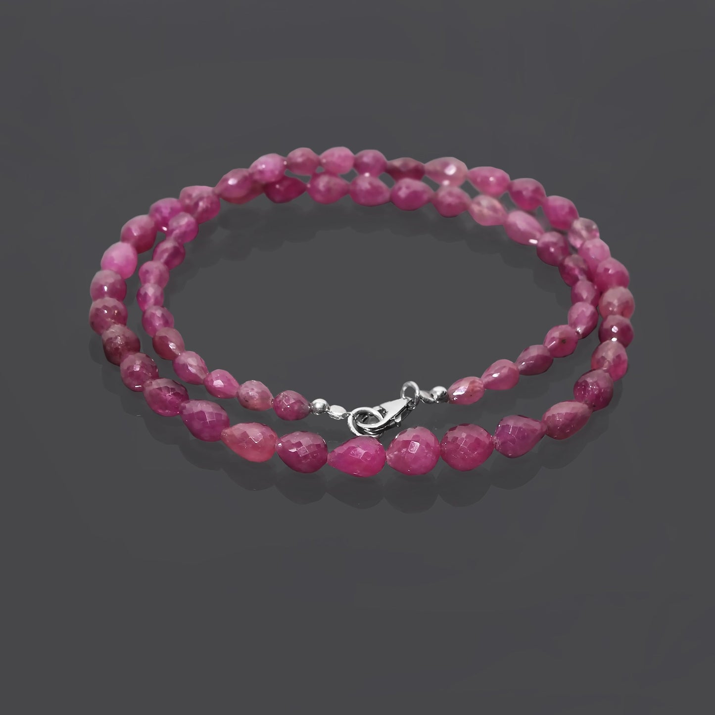 Mesmerizing Ruby Gemstone Drop Briolette Shape Necklace - Essential Ruby Jewelry