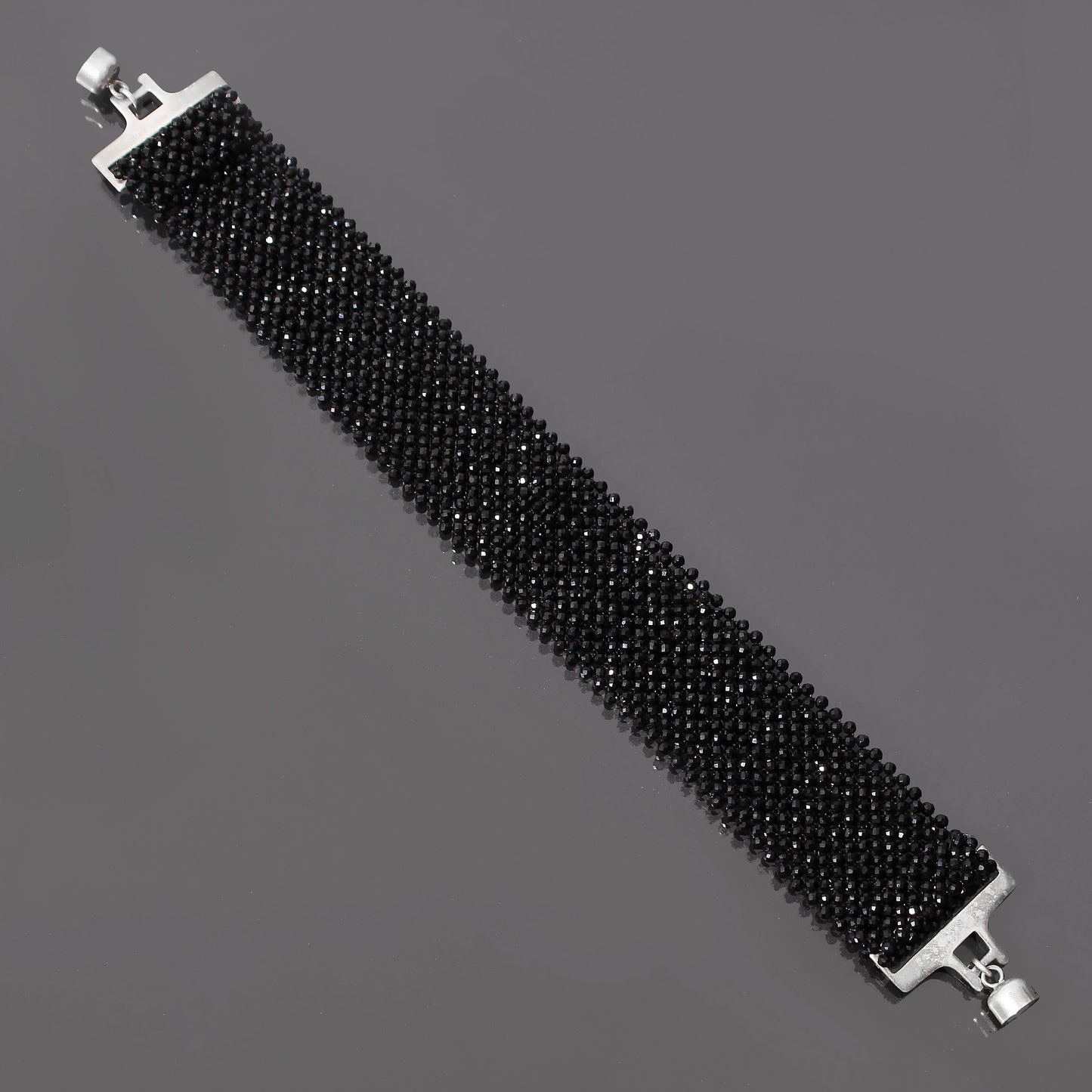 High Quality Black Spinel Bracelet | Hand Woven Black Beaded Bracelet