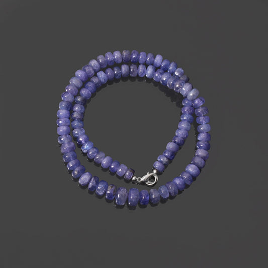 Natural Tanzanite Rondelle Beaded Gemstone Necklace – Handmade AAA++ Tanzanite Jewelry Gift for Her