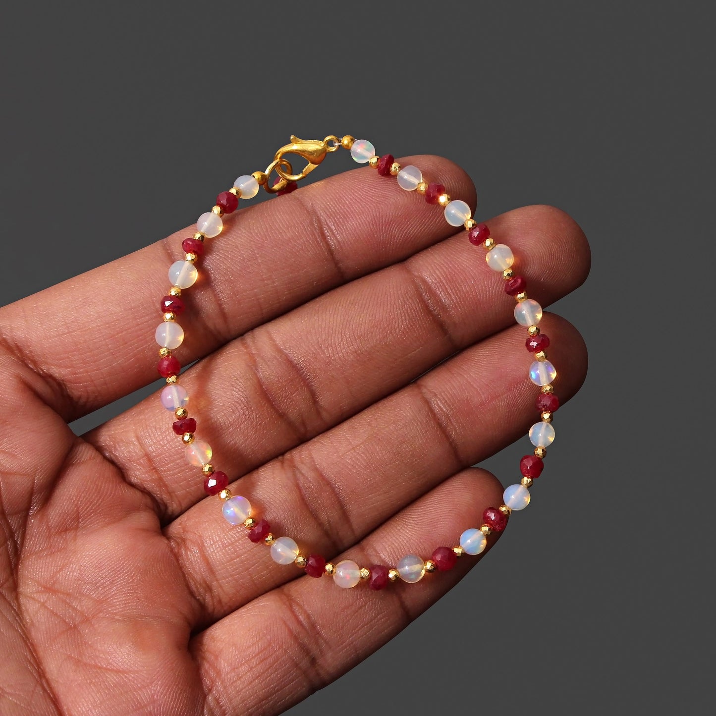 Ruby-Ethiopian Opal Bracelet gift for women best gift for her