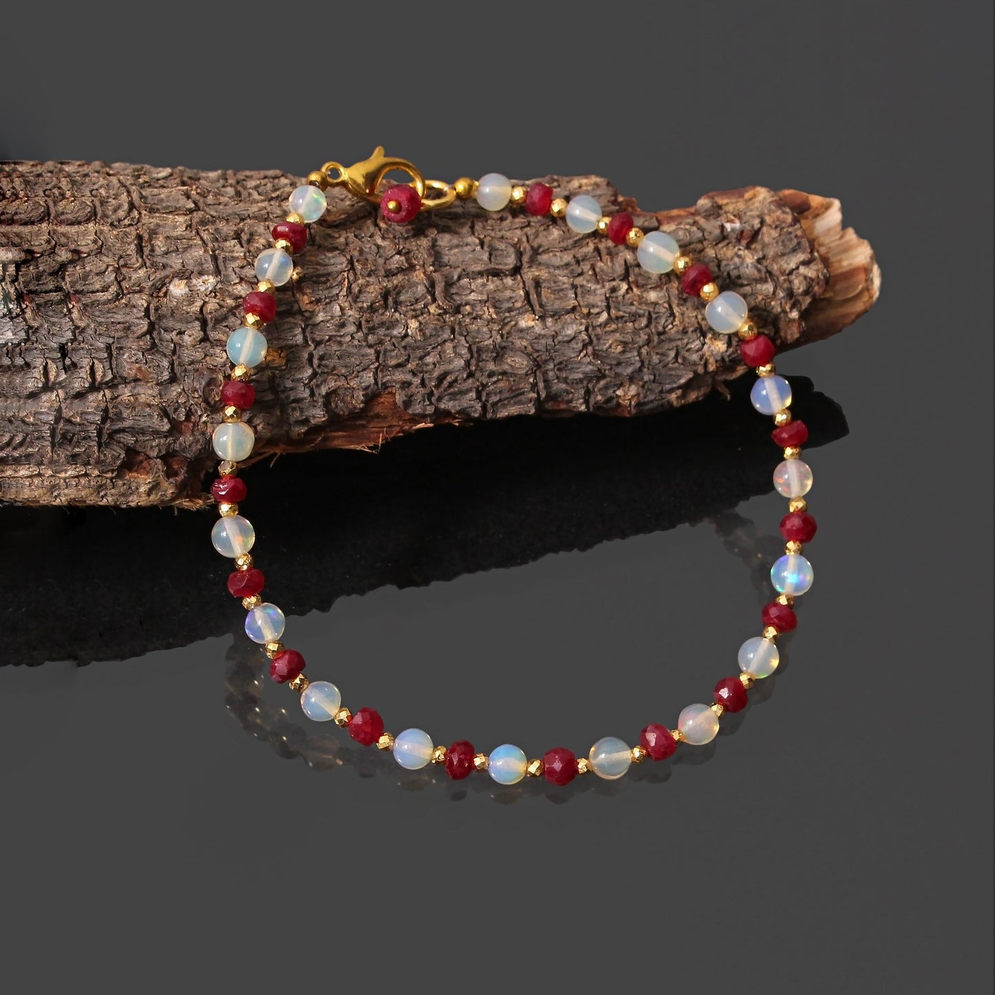 Ruby-Ethiopian Opal Bracelet gift for women best gift for her
