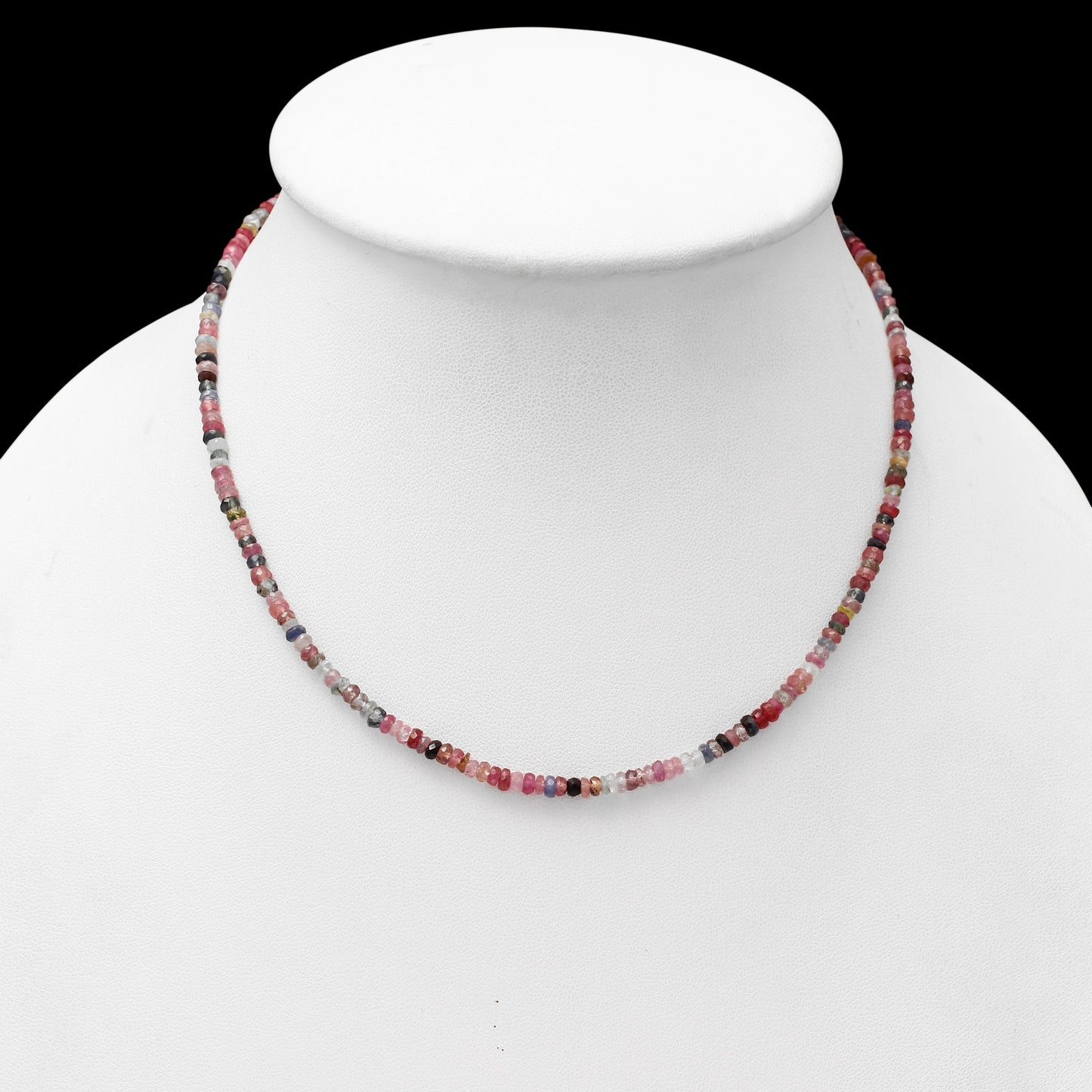 Natural Multi Sapphire Beaded Necklace, Sapphire Faceted Rondelle Bead Necklace, September Birthstone Sparkling Jewelry. GemsRush