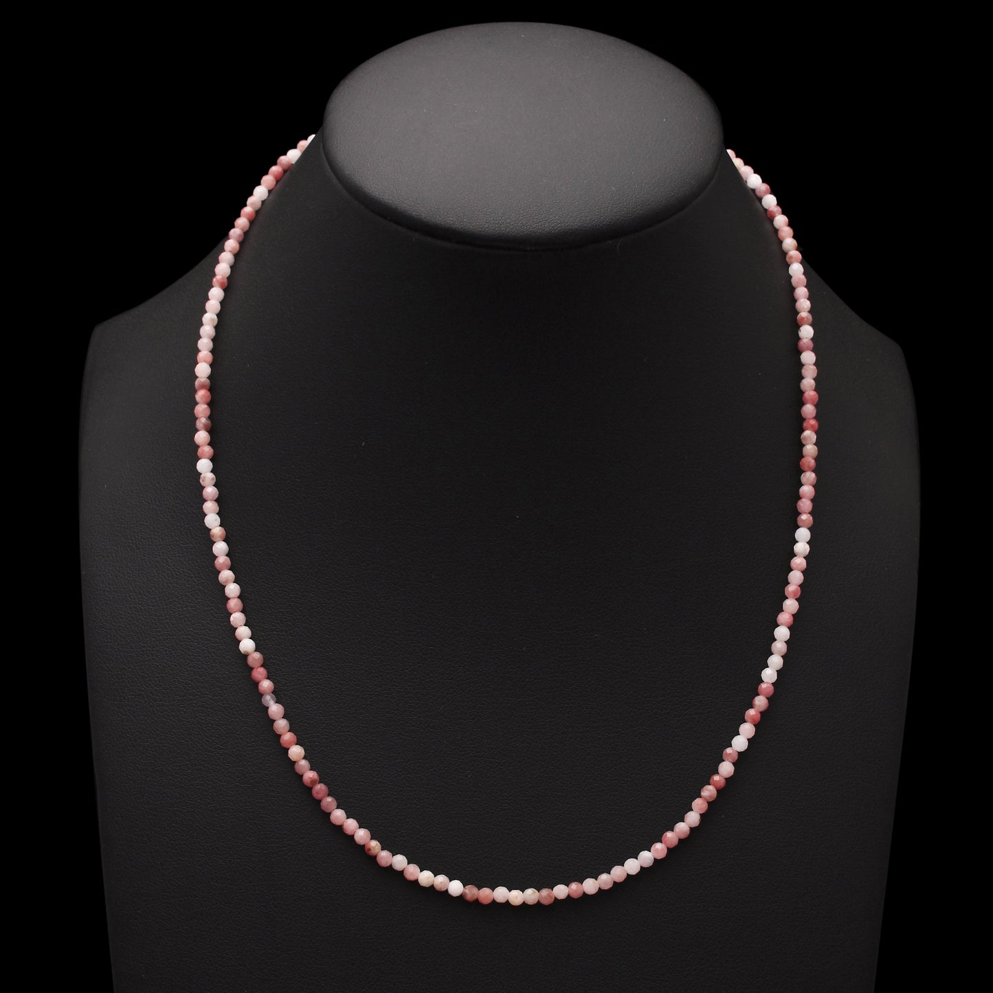 Natural Pink Opal Beaded Necklace Pink Opal Micro Faceted Round Beaded Necklace, GemsRush