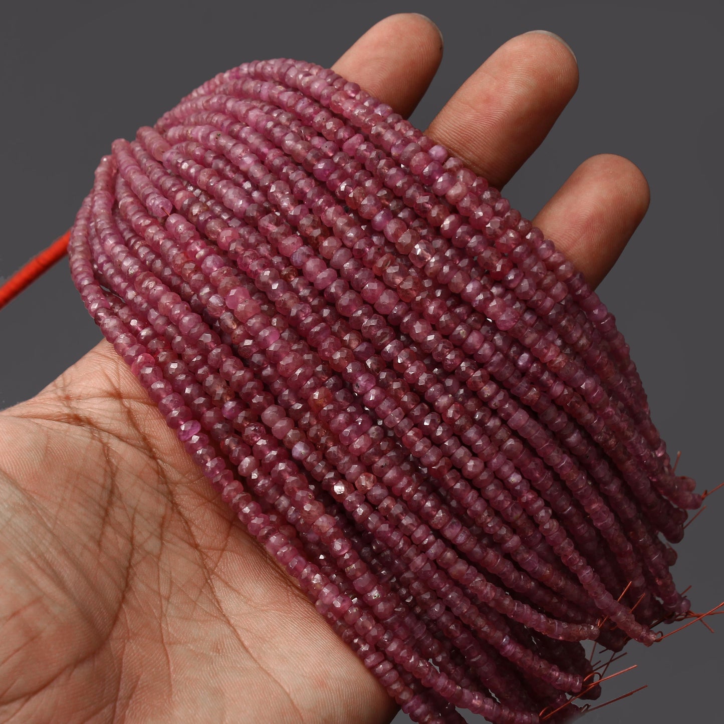 Natural RUBY Beads Strand Roundel Gemstone GemsRush