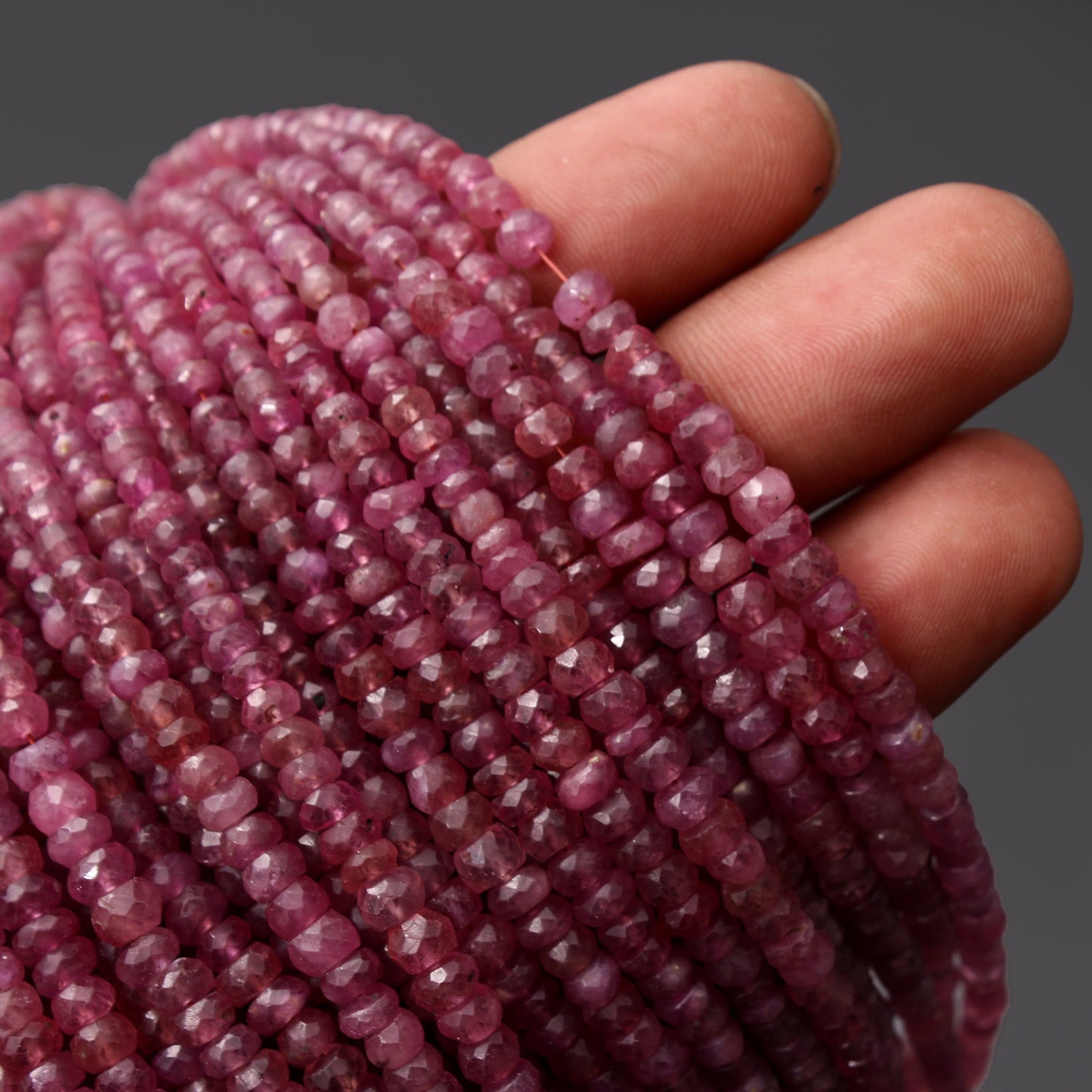 Natural RUBY Beads Strand Roundel Gemstone GemsRush