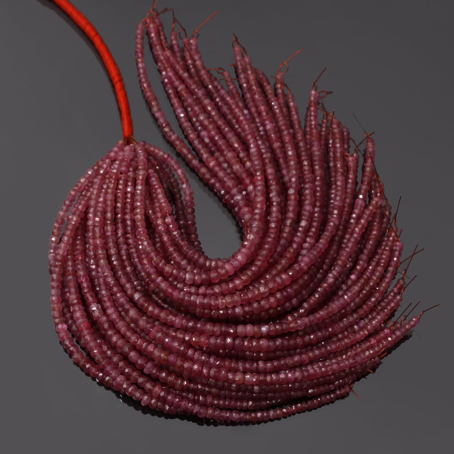 Natural RUBY Beads Strand Roundel Gemstone GemsRush