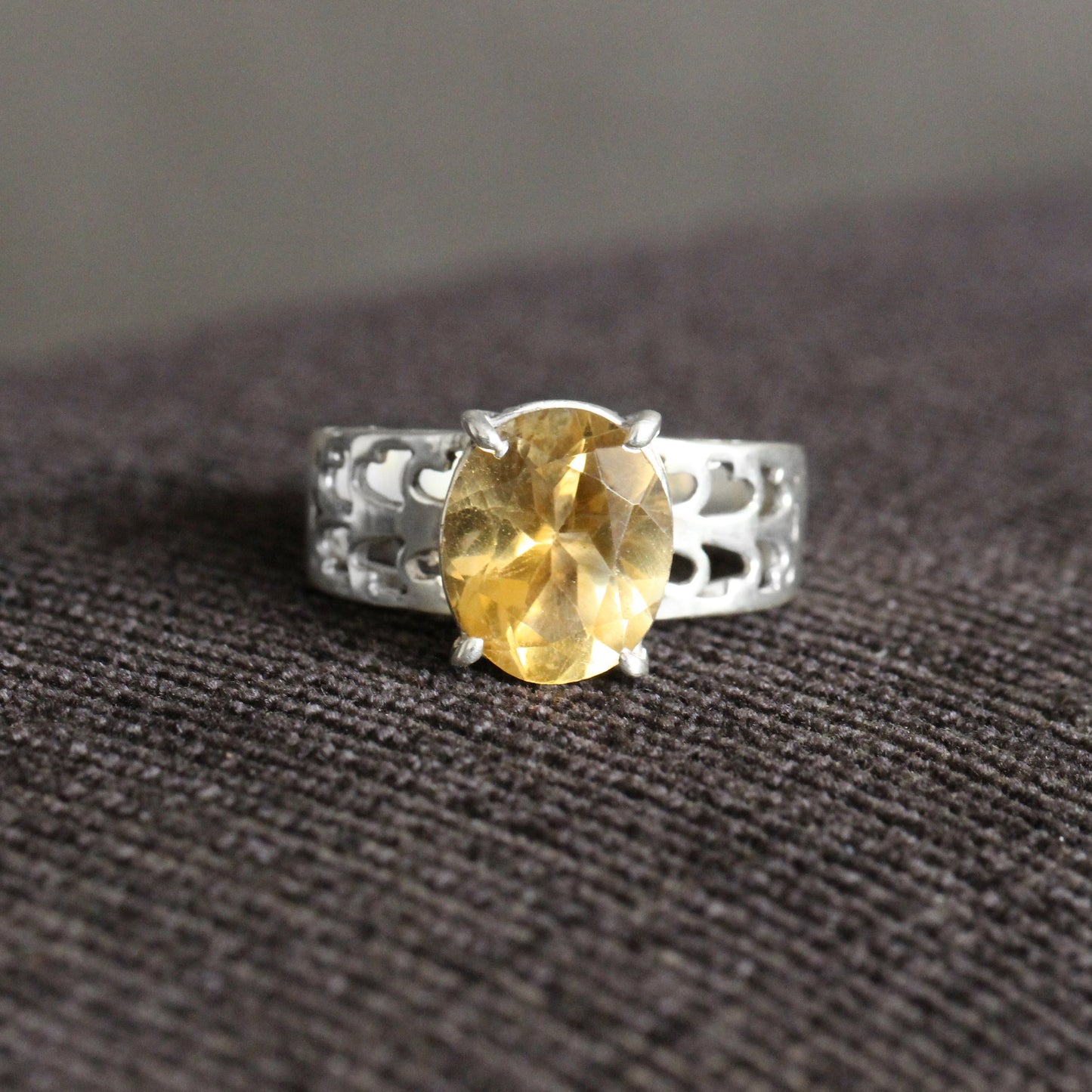 Oval Shape Citrine Silver Ring GemsRush