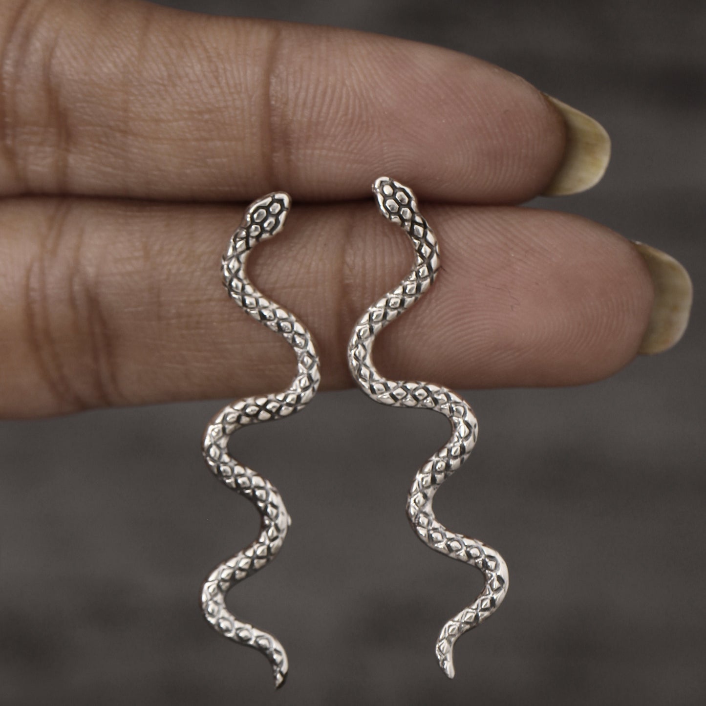 Serpent Silver Snake Earring GemsRush