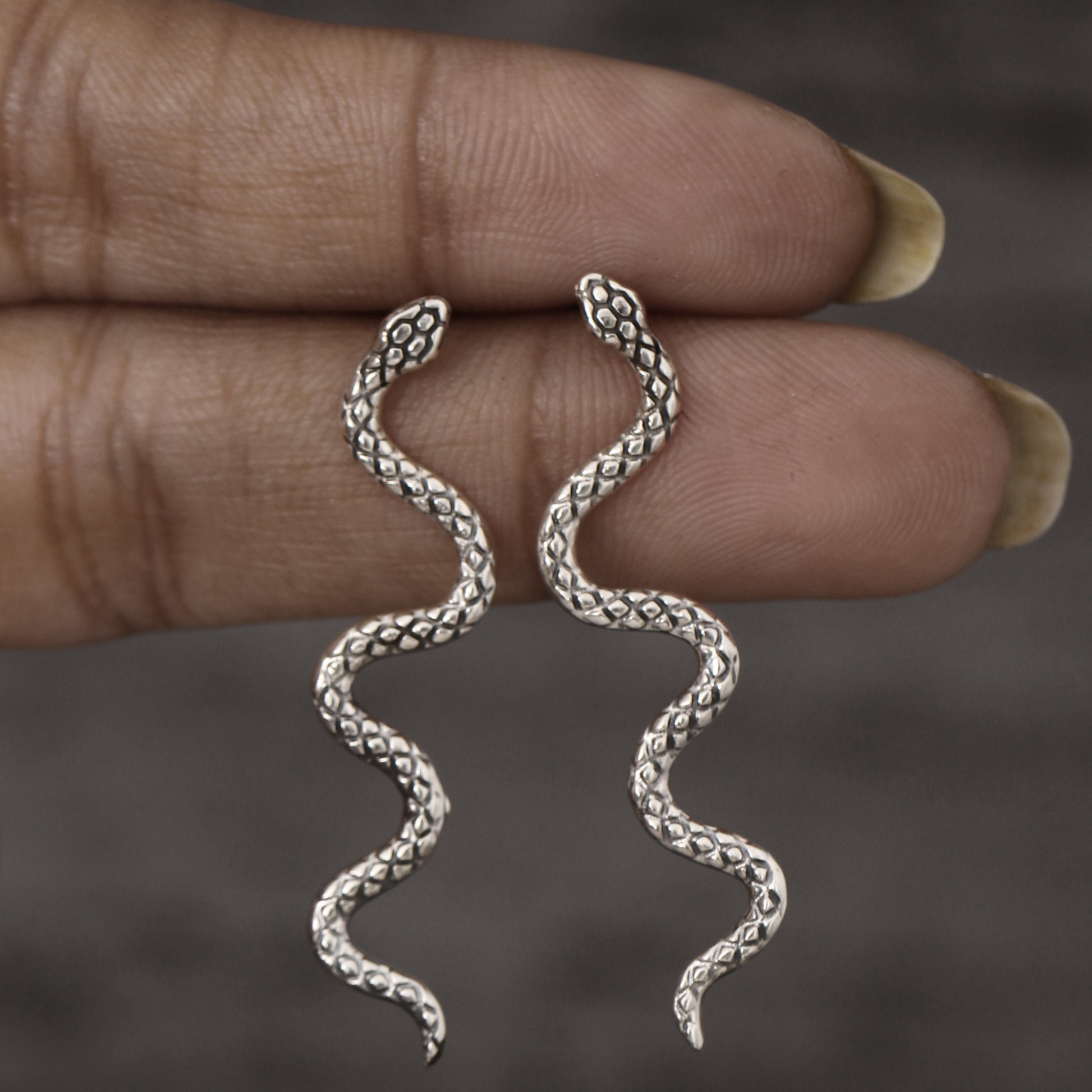 Serpent Silver Snake Earring GemsRush